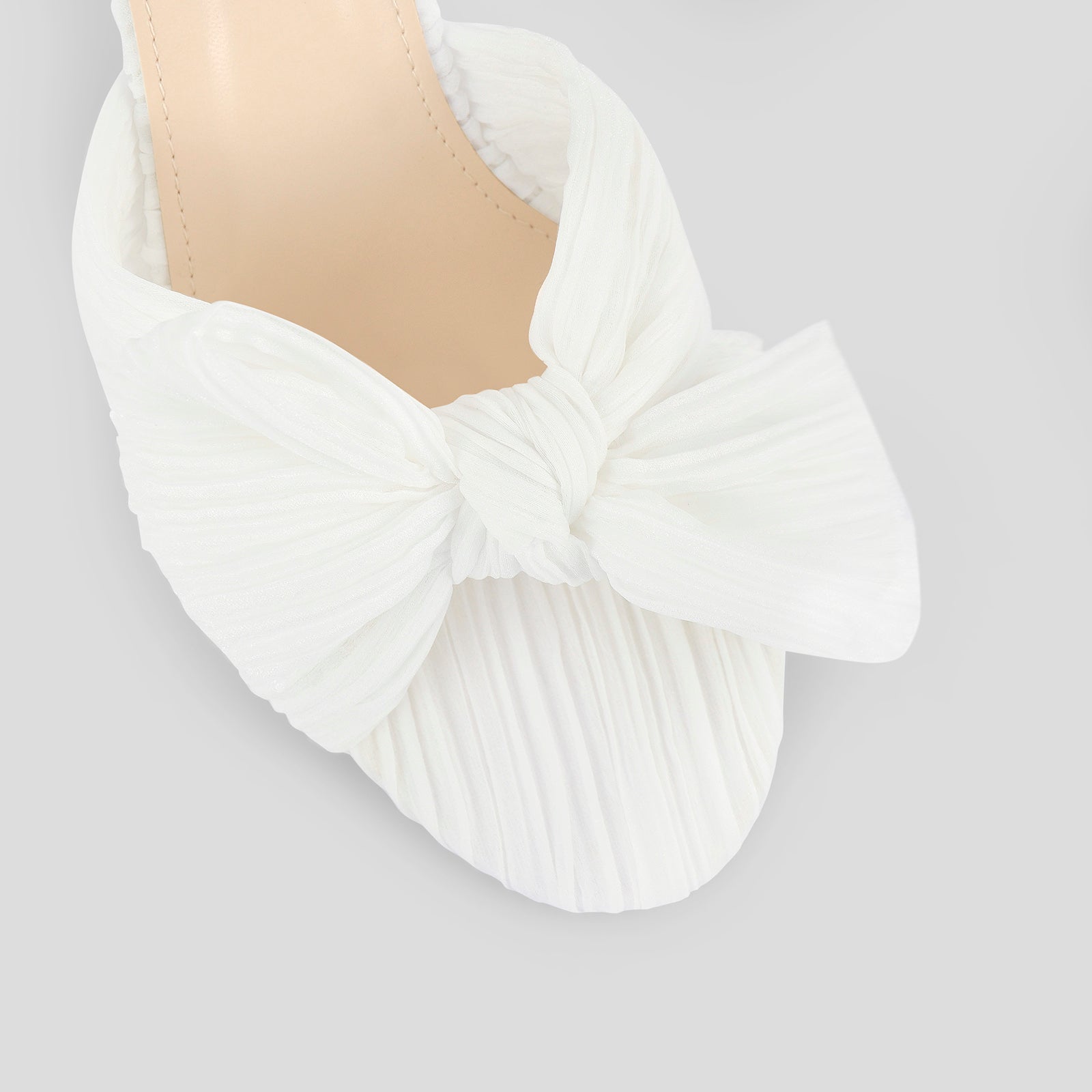 Pleated Bow Block Chunky Heel Sandals