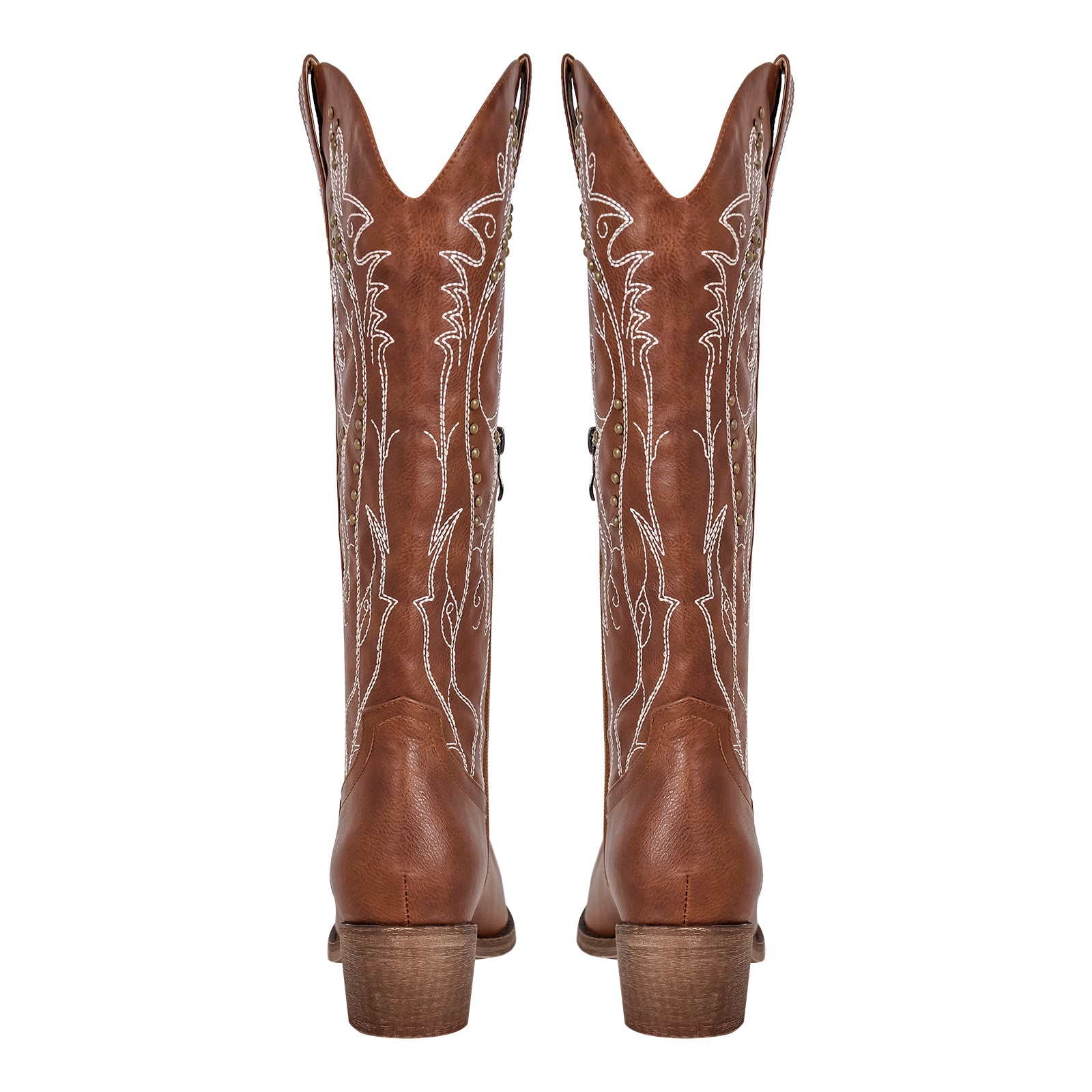 Chunky Heel Western Knee High Embroidery Boots