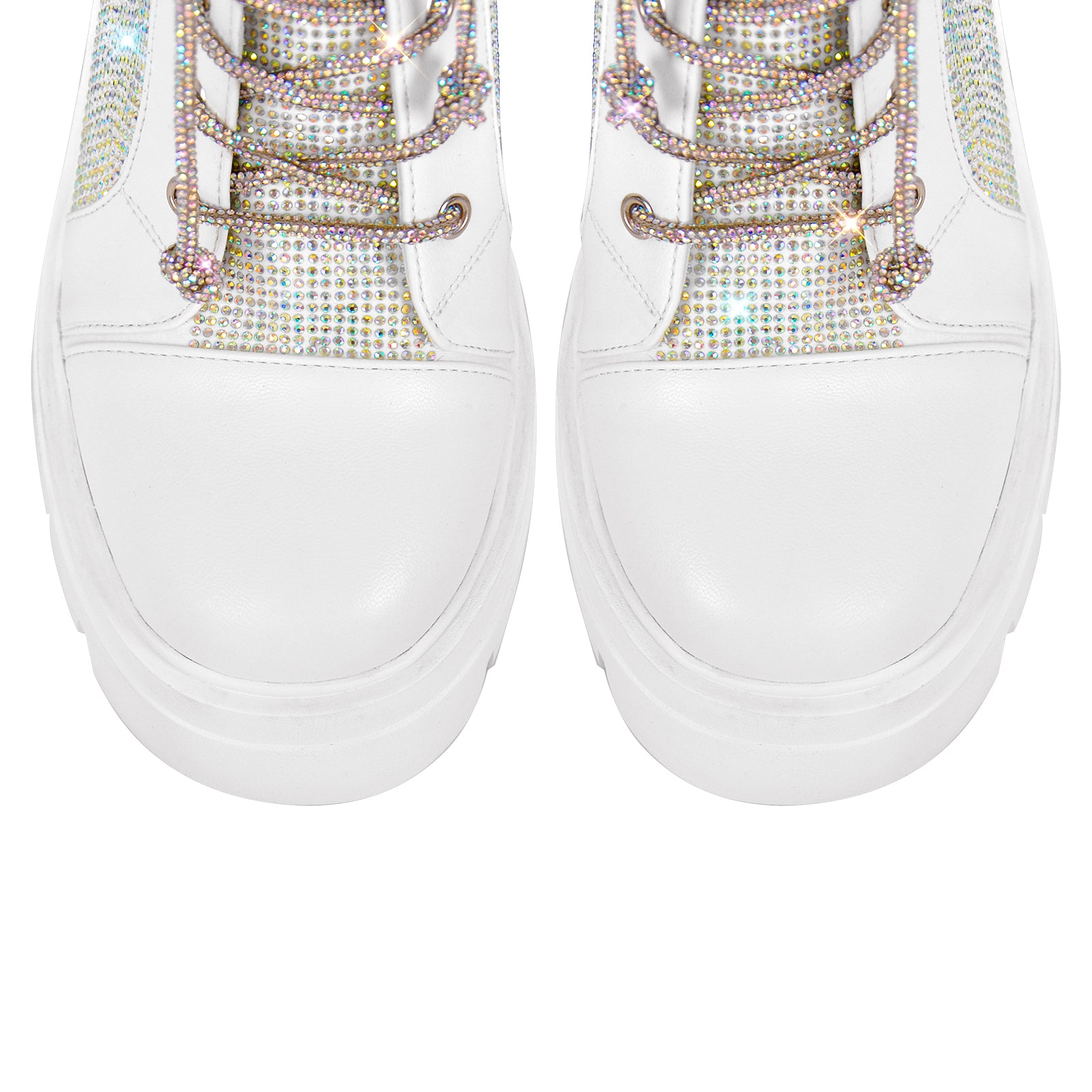 Chunky Heel Lace-up Rhinestone Platform Boots