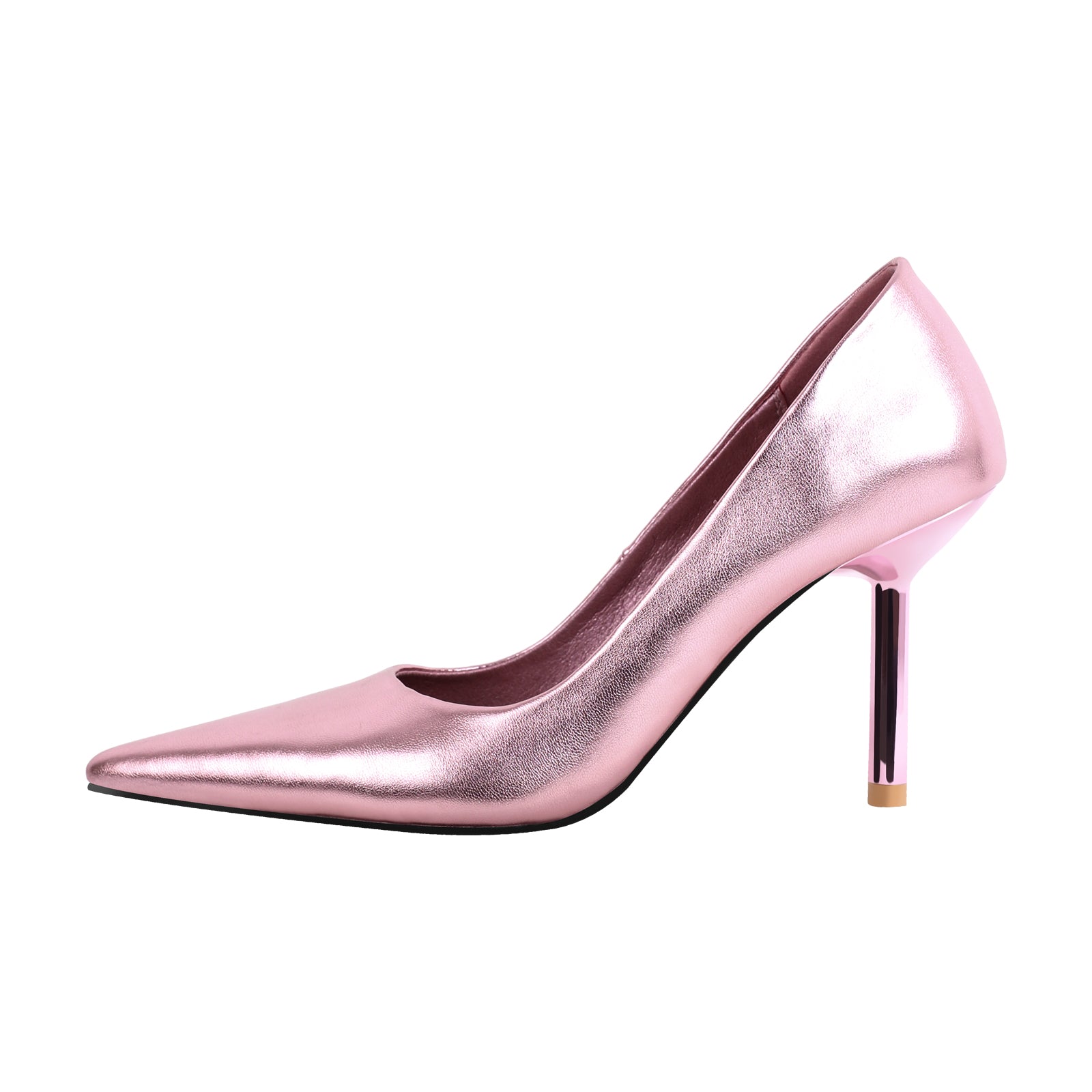Metallic Pointed Toe Mid Heel Pumps