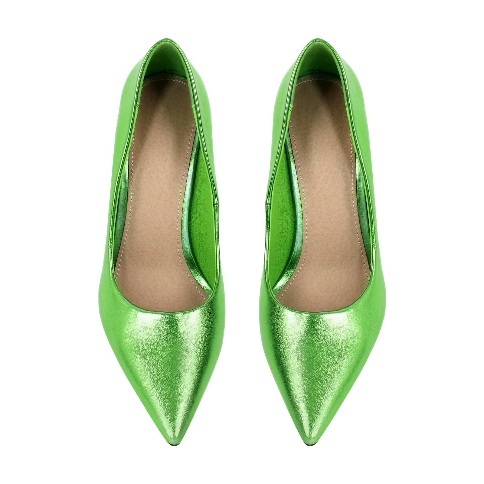 Metallic Pointed Toe Mid Heel Pumps