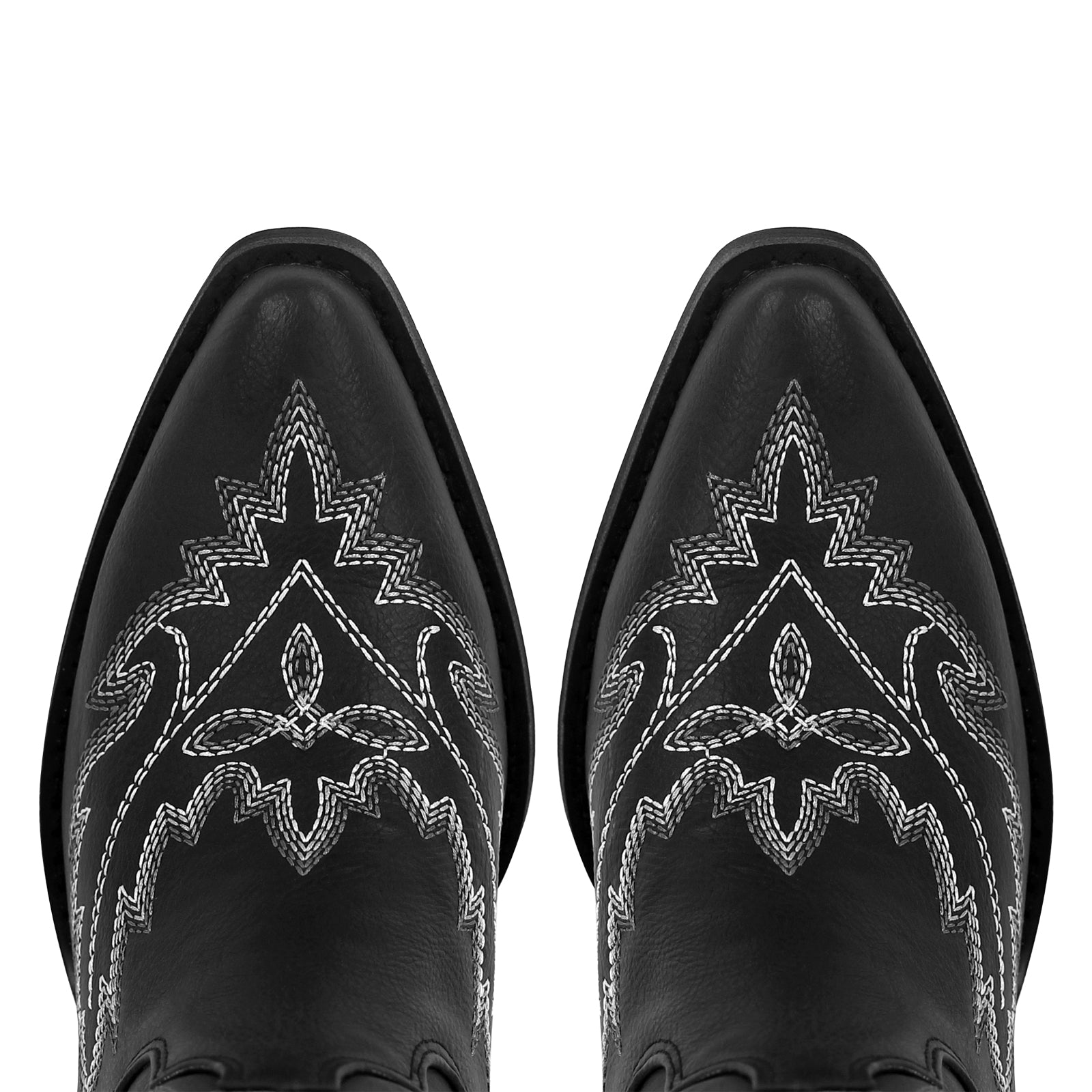 Embroidery Knee High Lace-up Western Boots
