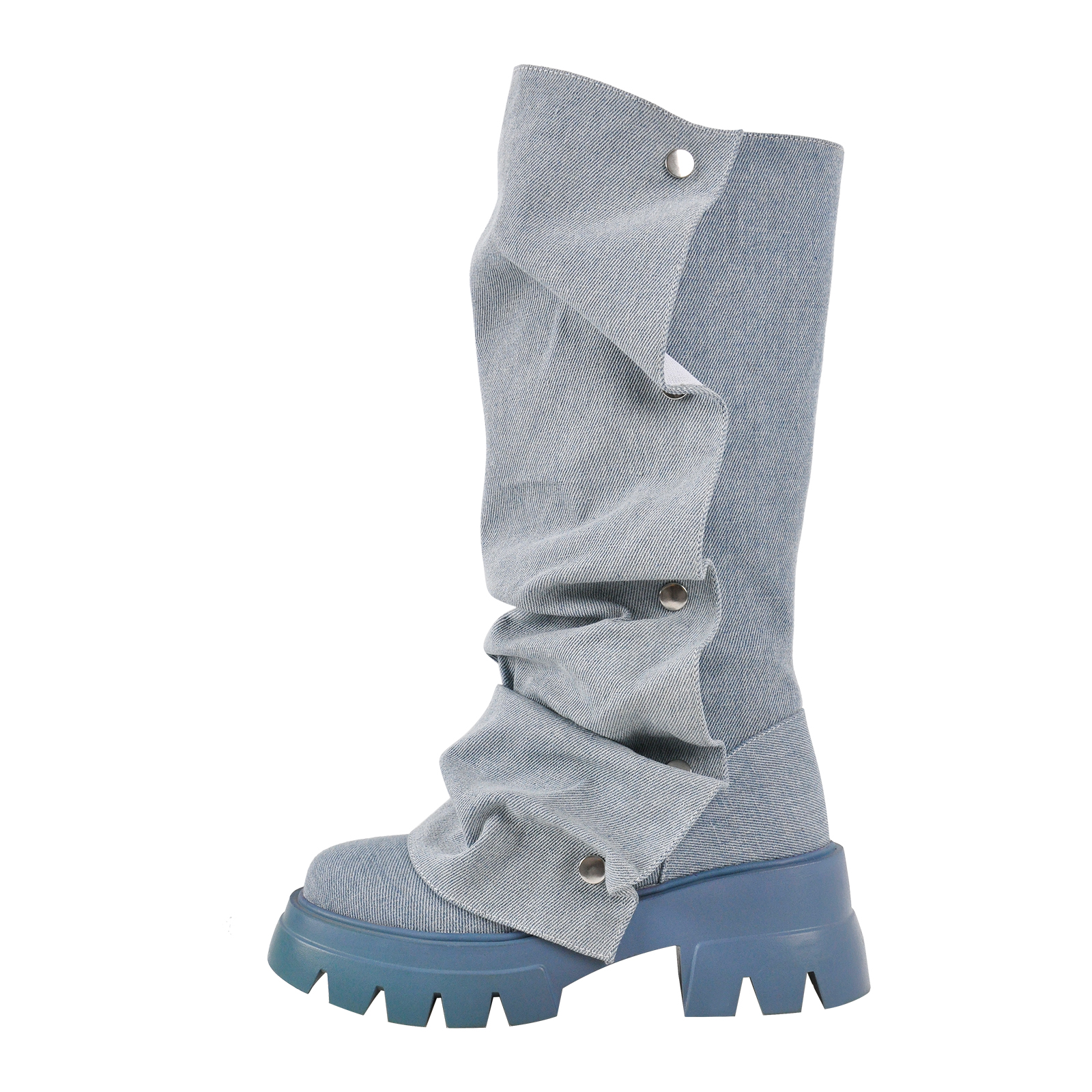 Denim Platform Removable Mid-Calf Boots