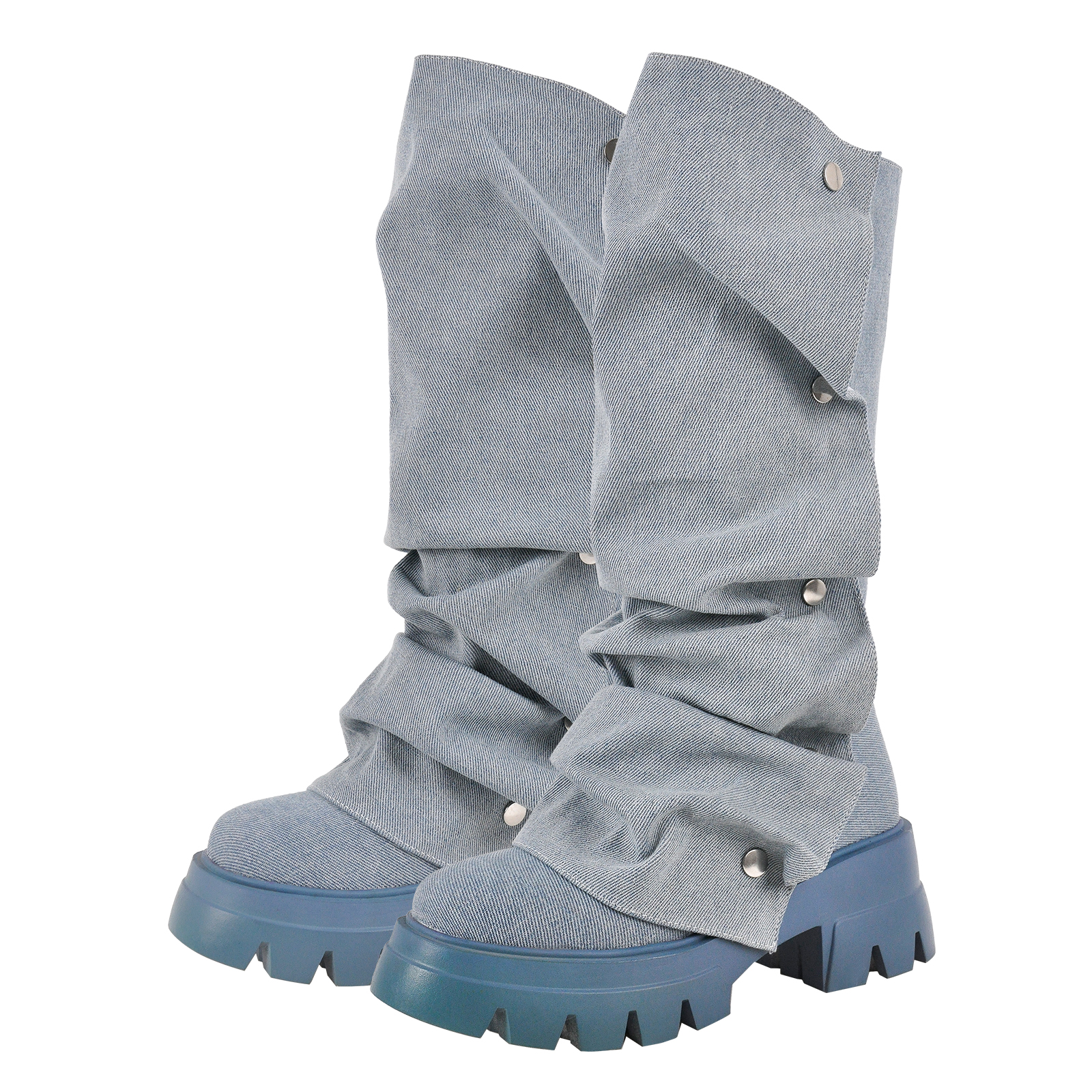 Denim Platform Removable Mid-Calf Boots