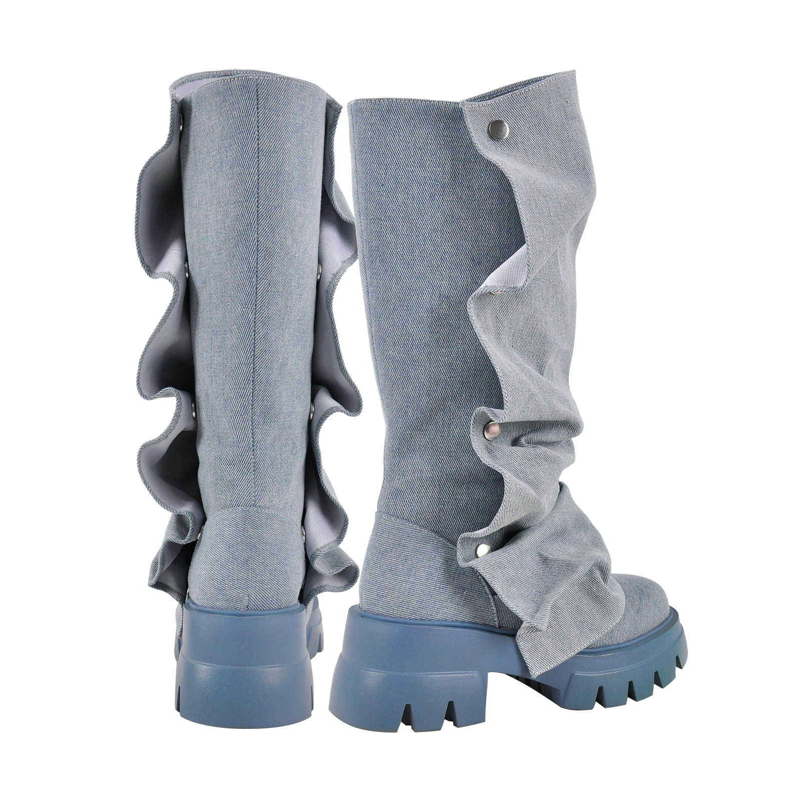 Denim Platform Removable Mid-Calf Boots