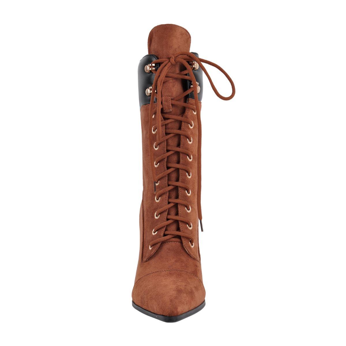 Suede Pointed Toe Lace-up Stiletto Ankle Boots