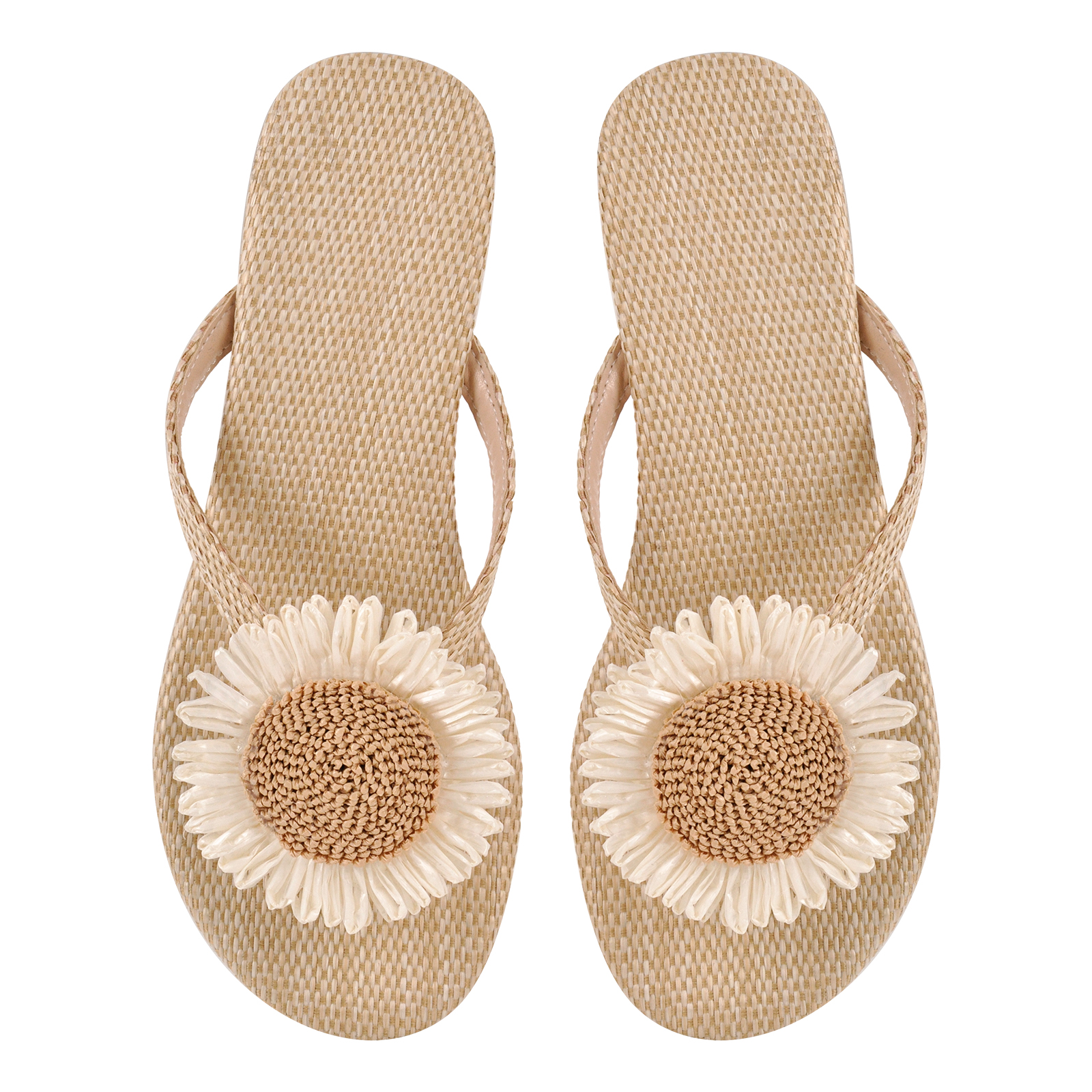 Sunflower Straw Flip Flops Flats