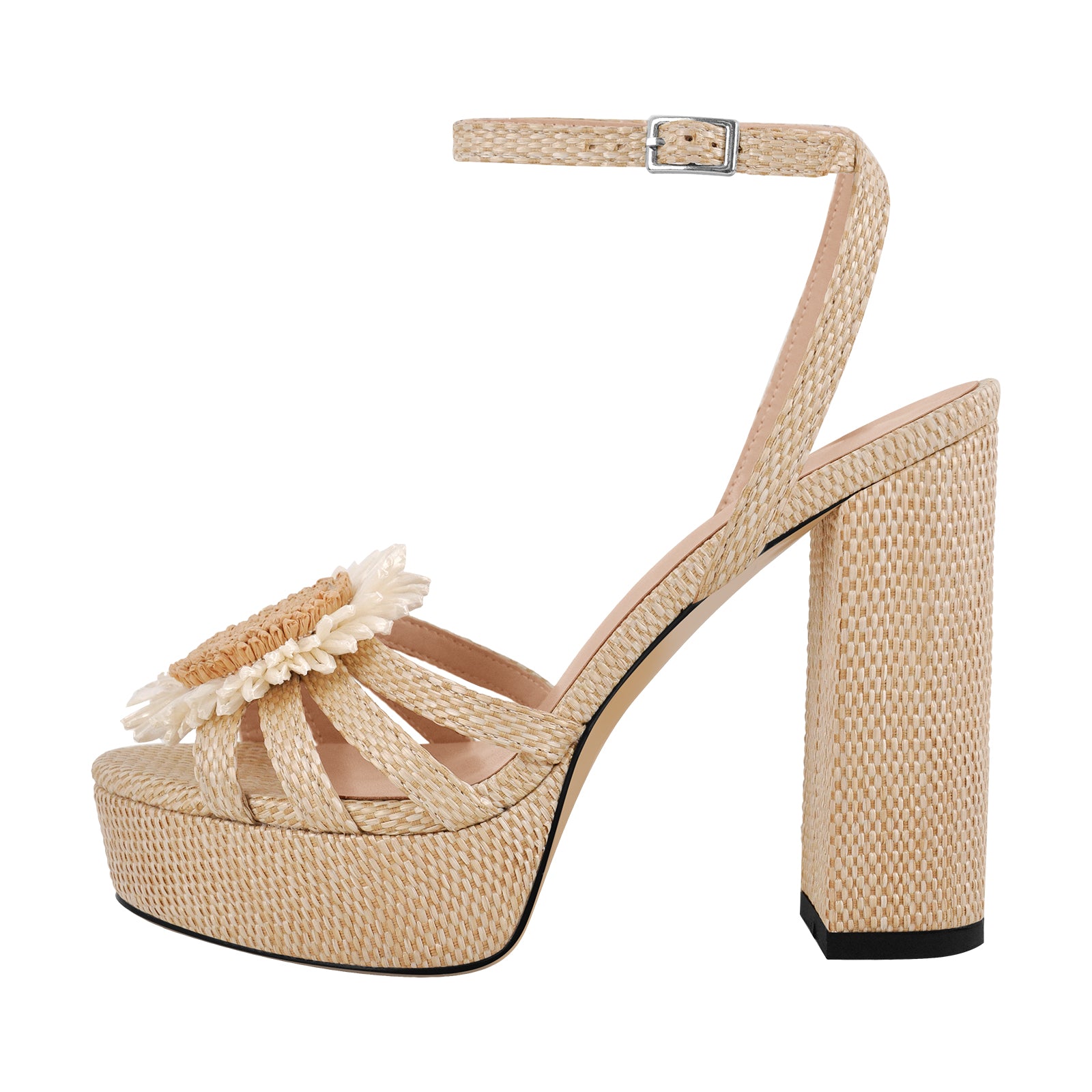 Sunflower Straw Platform Ankle Strap Sandals