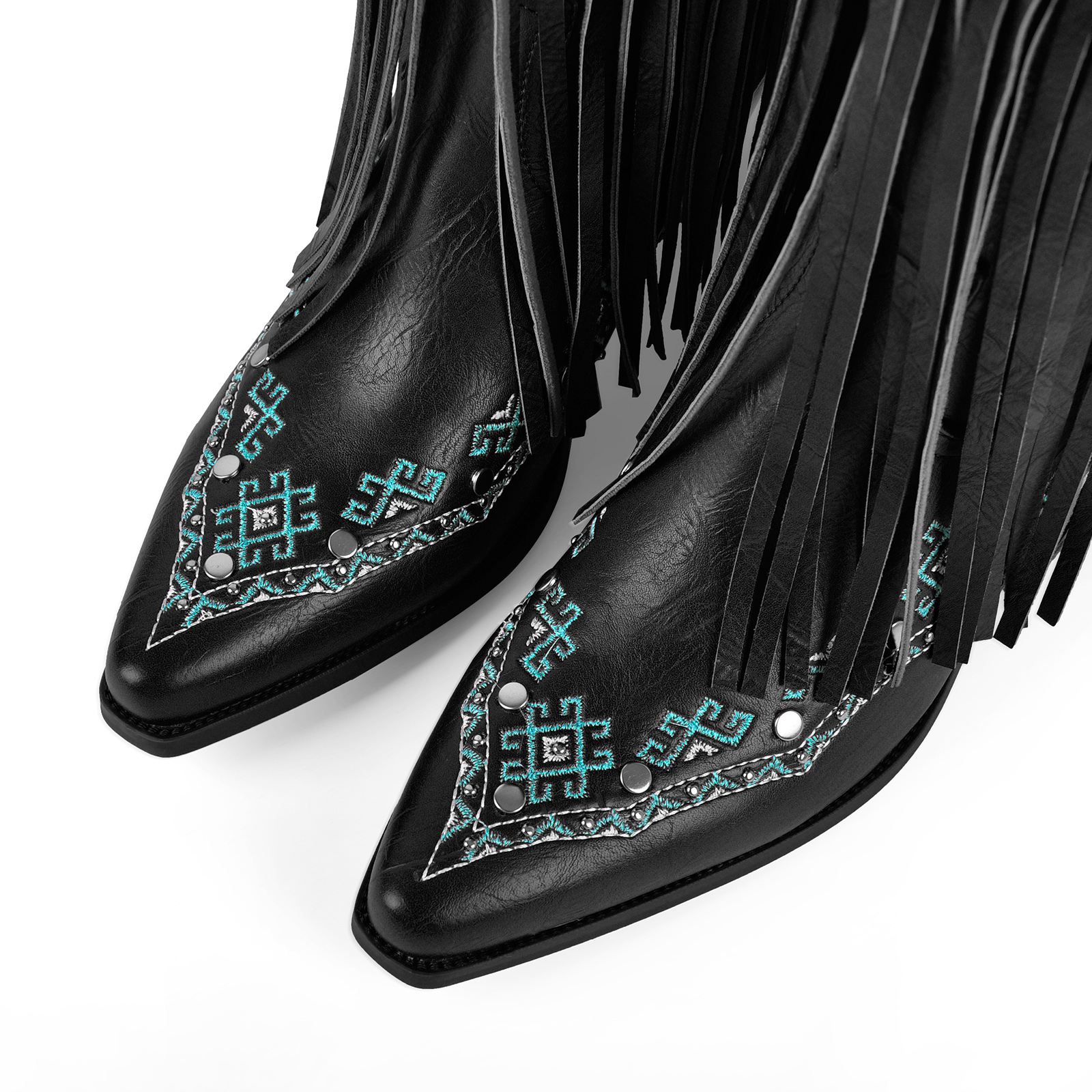 Embroidery Fringe Knee High Western Boots