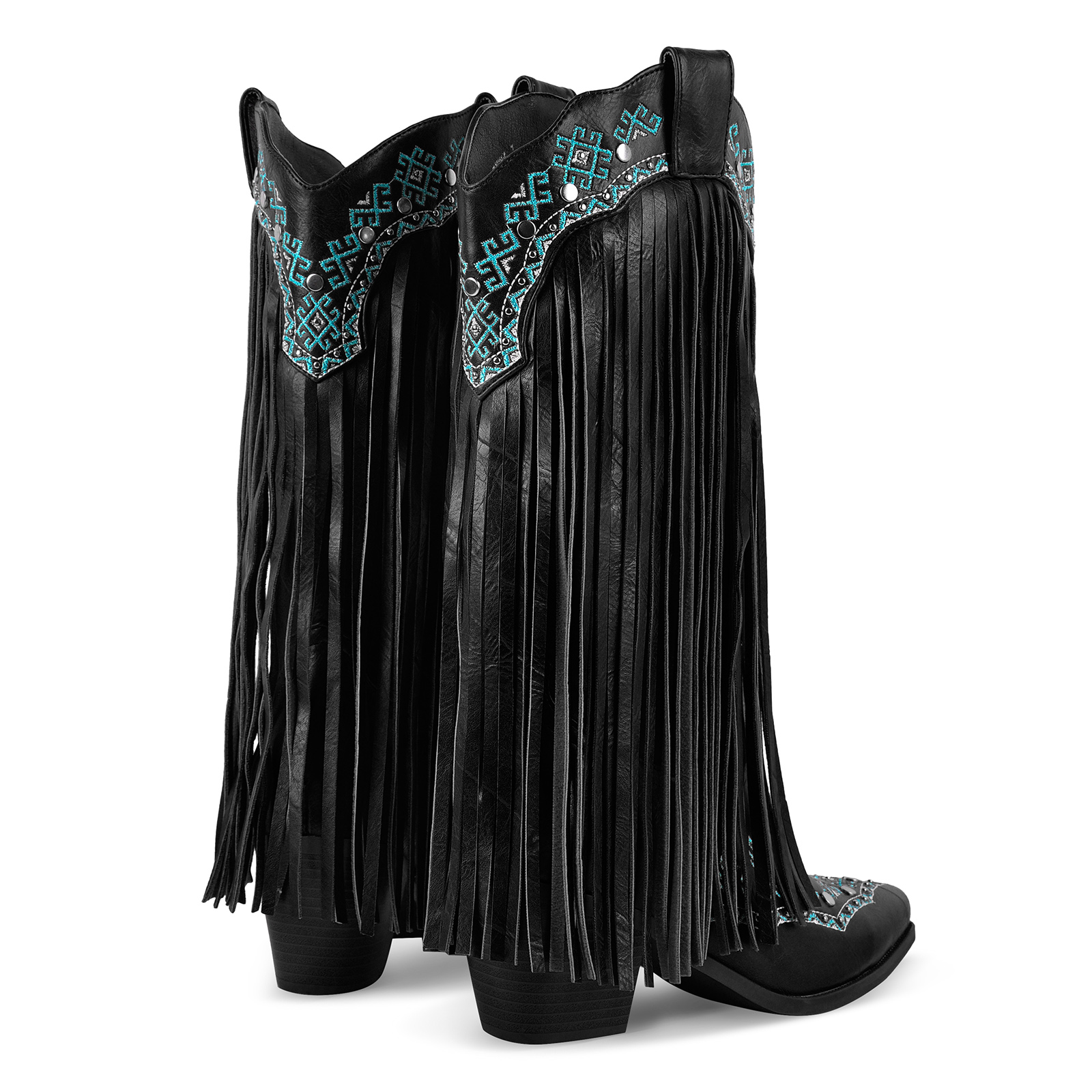 Embroidery Fringe Knee High Western Boots