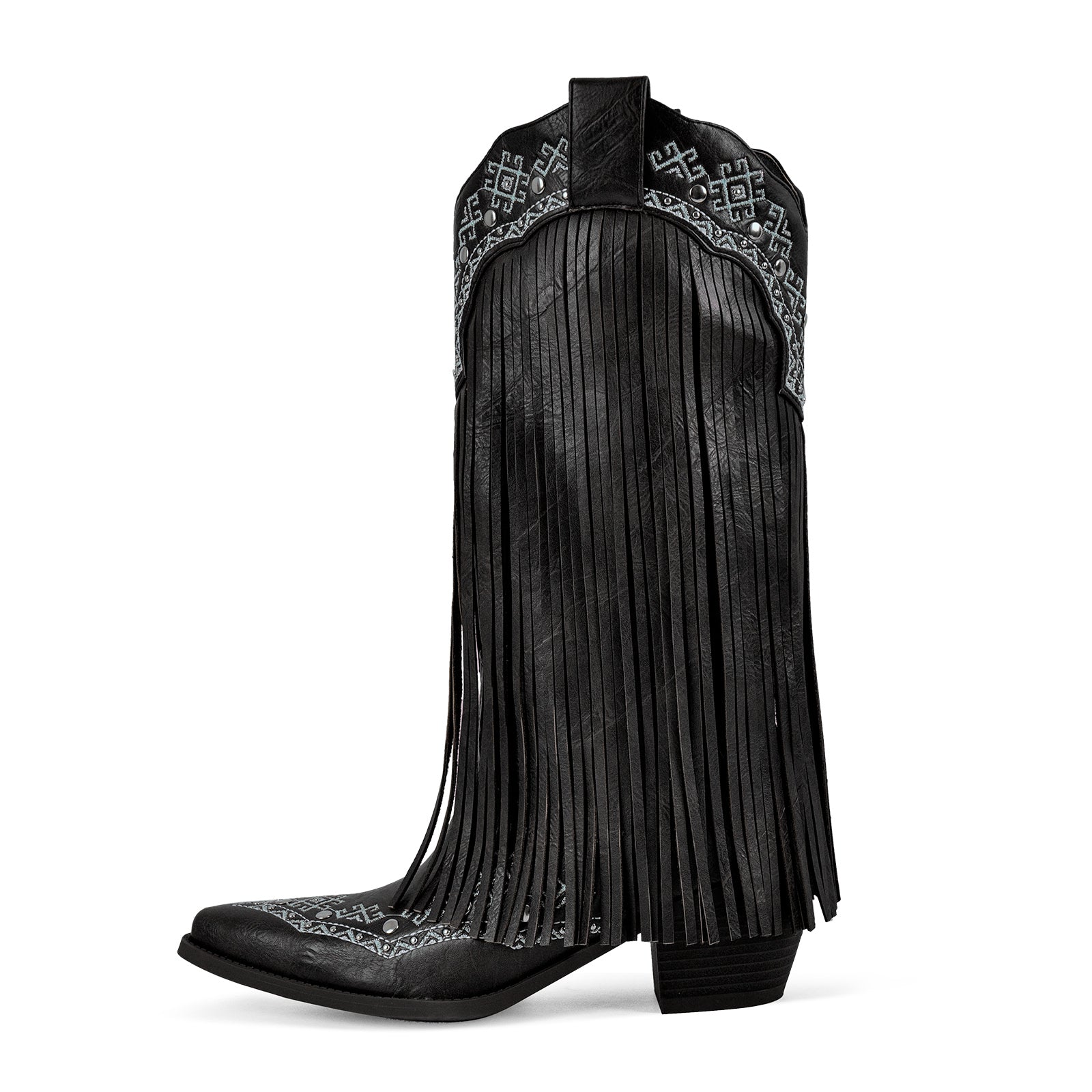 Embroidery Fringe Knee High Western Boots