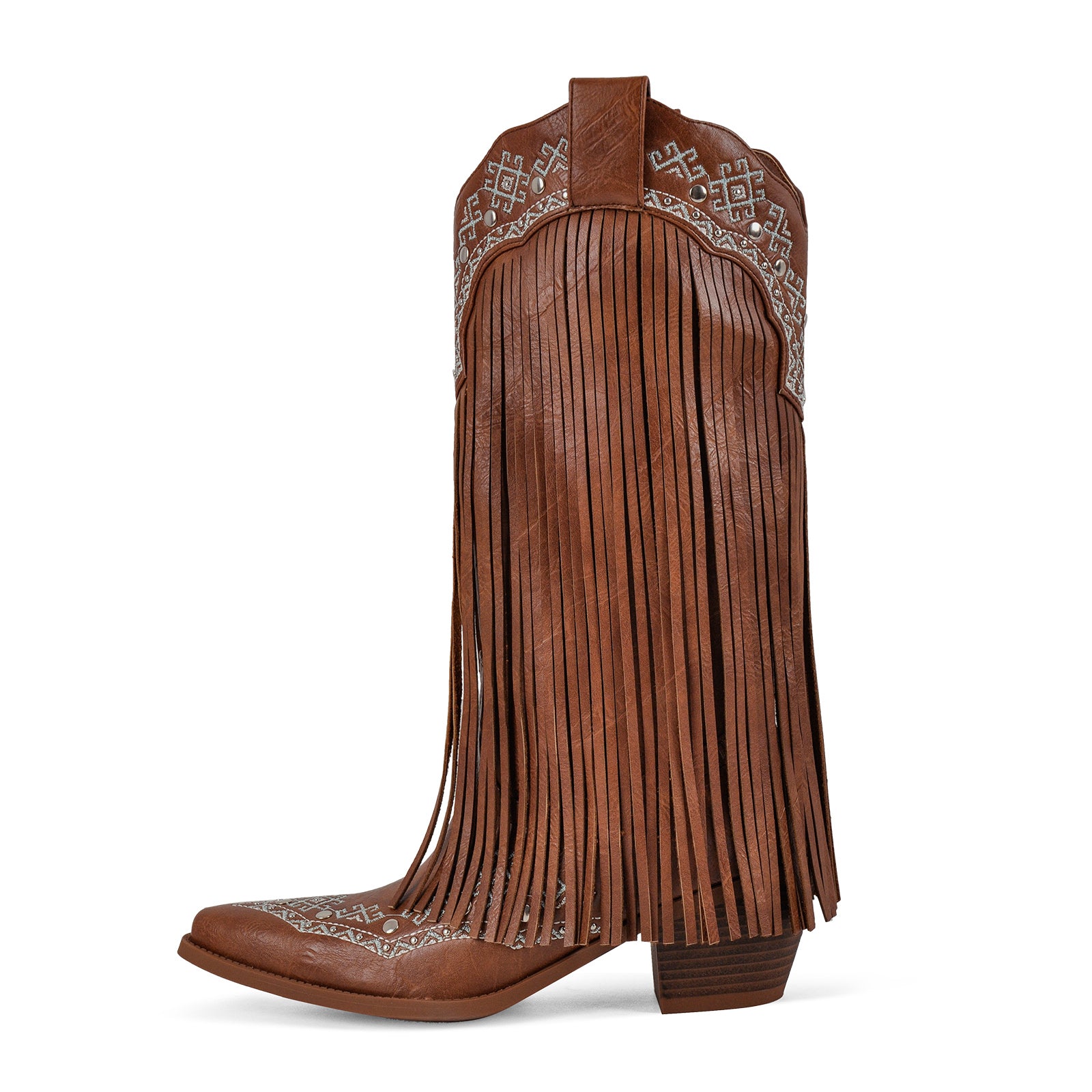 Embroidery Fringe Knee High Western Boots