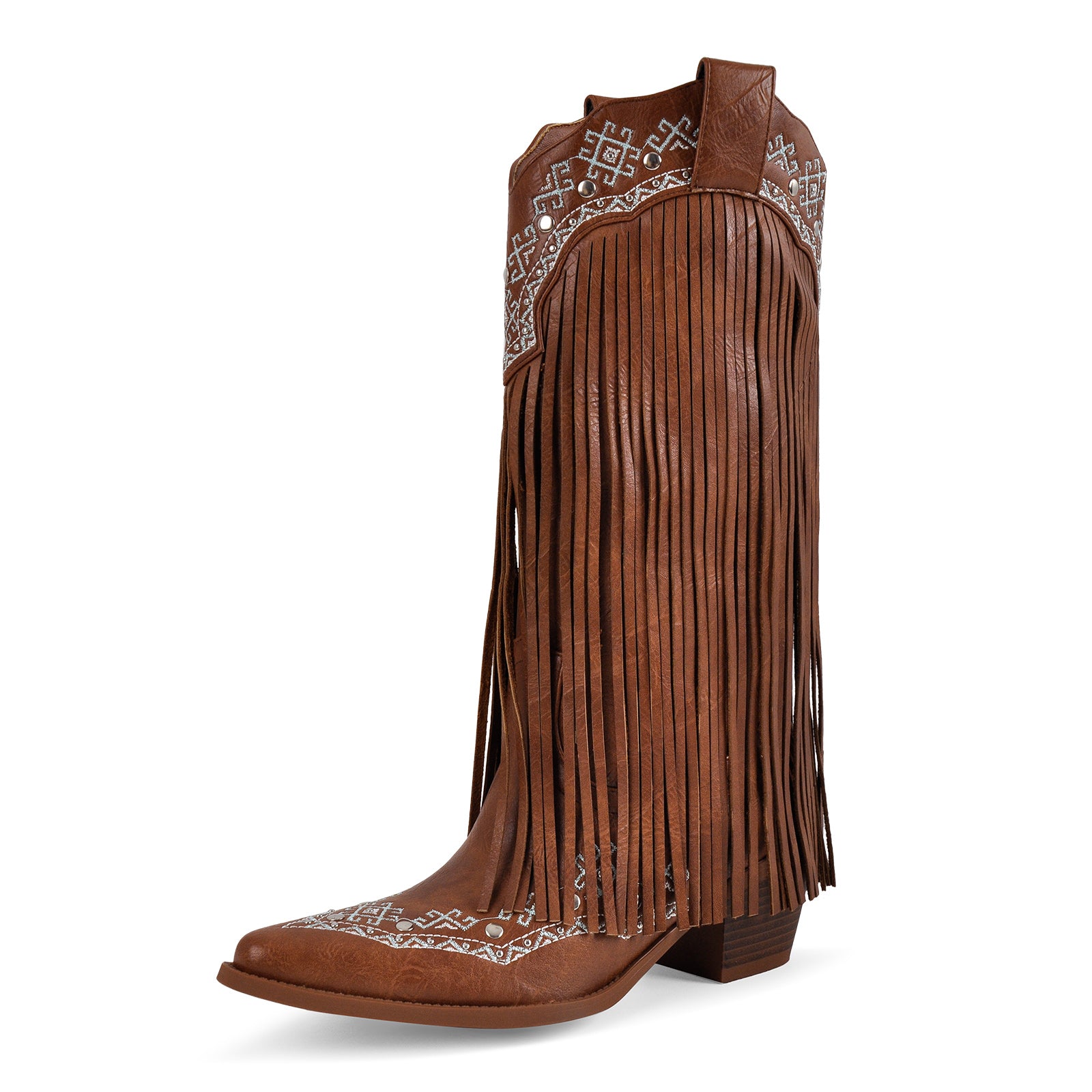 Embroidery Fringe Knee High Western Boots