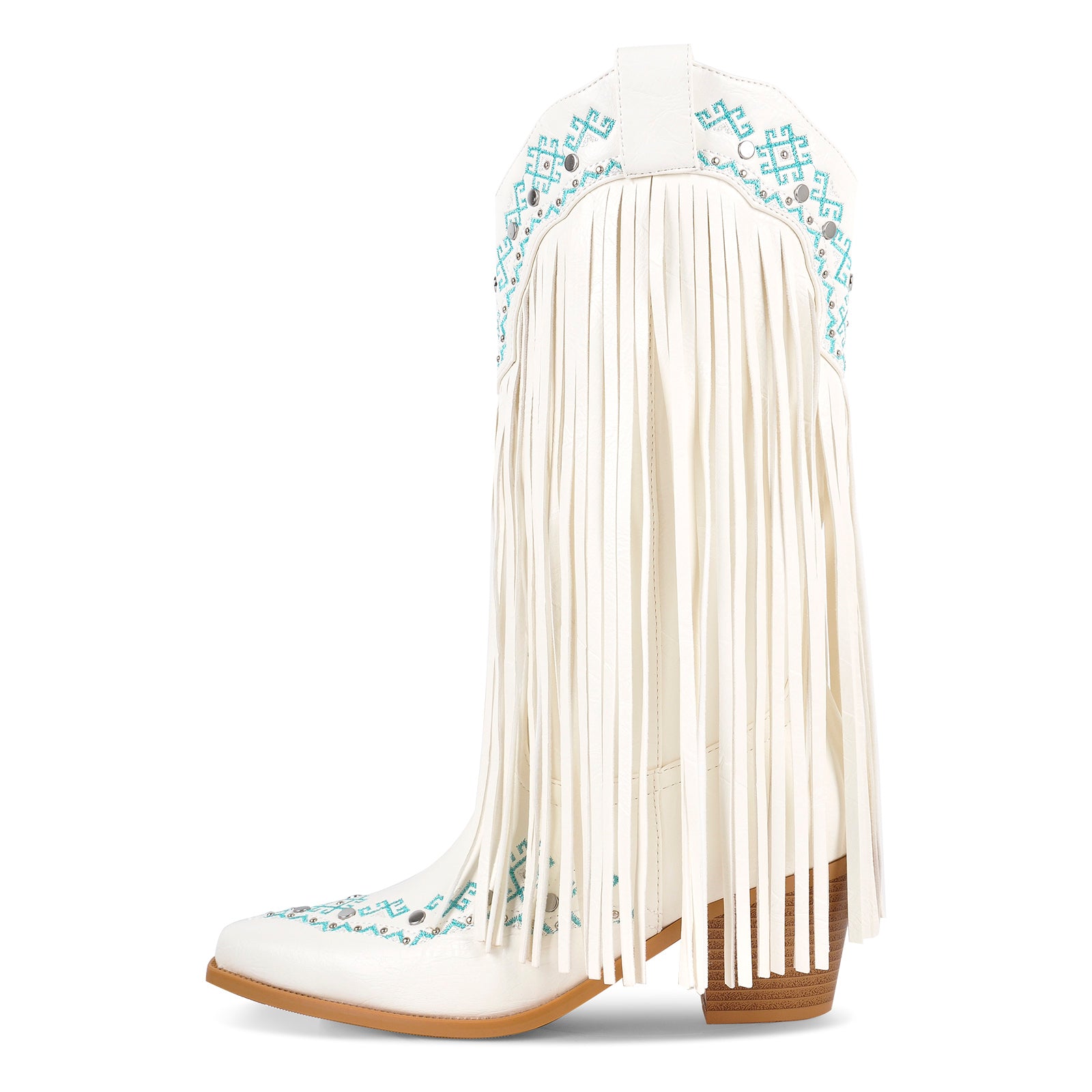 Embroidery Fringe Knee High Western Boots
