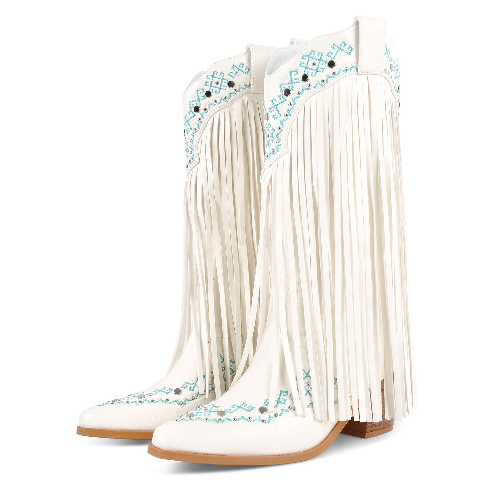 Embroidery Fringe Knee High Western Boots