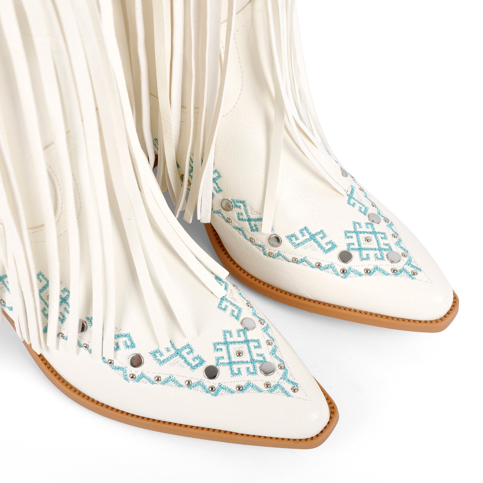 Embroidery Fringe Knee High Western Boots