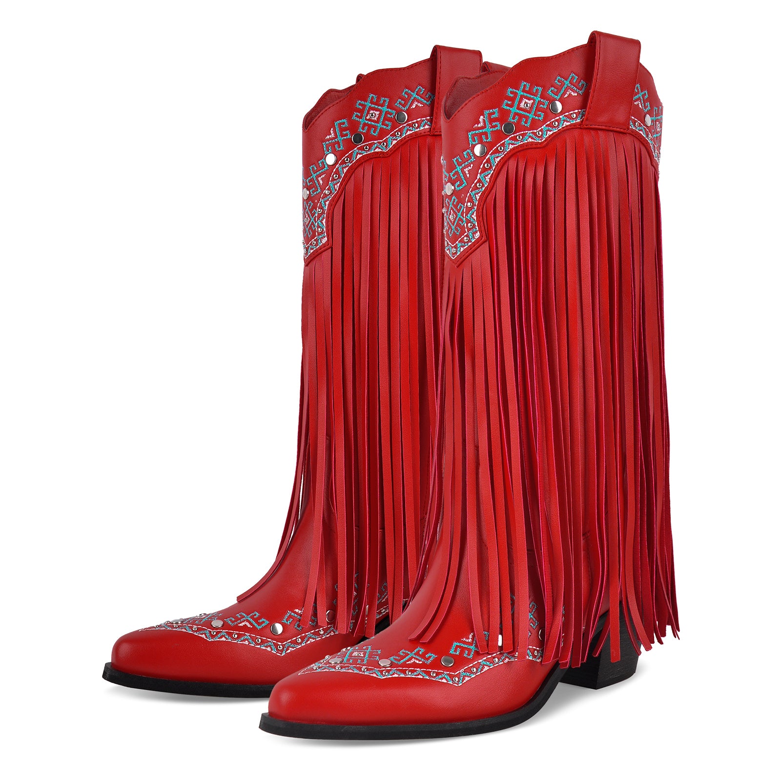 Embroidery Fringe Knee High Western Boots