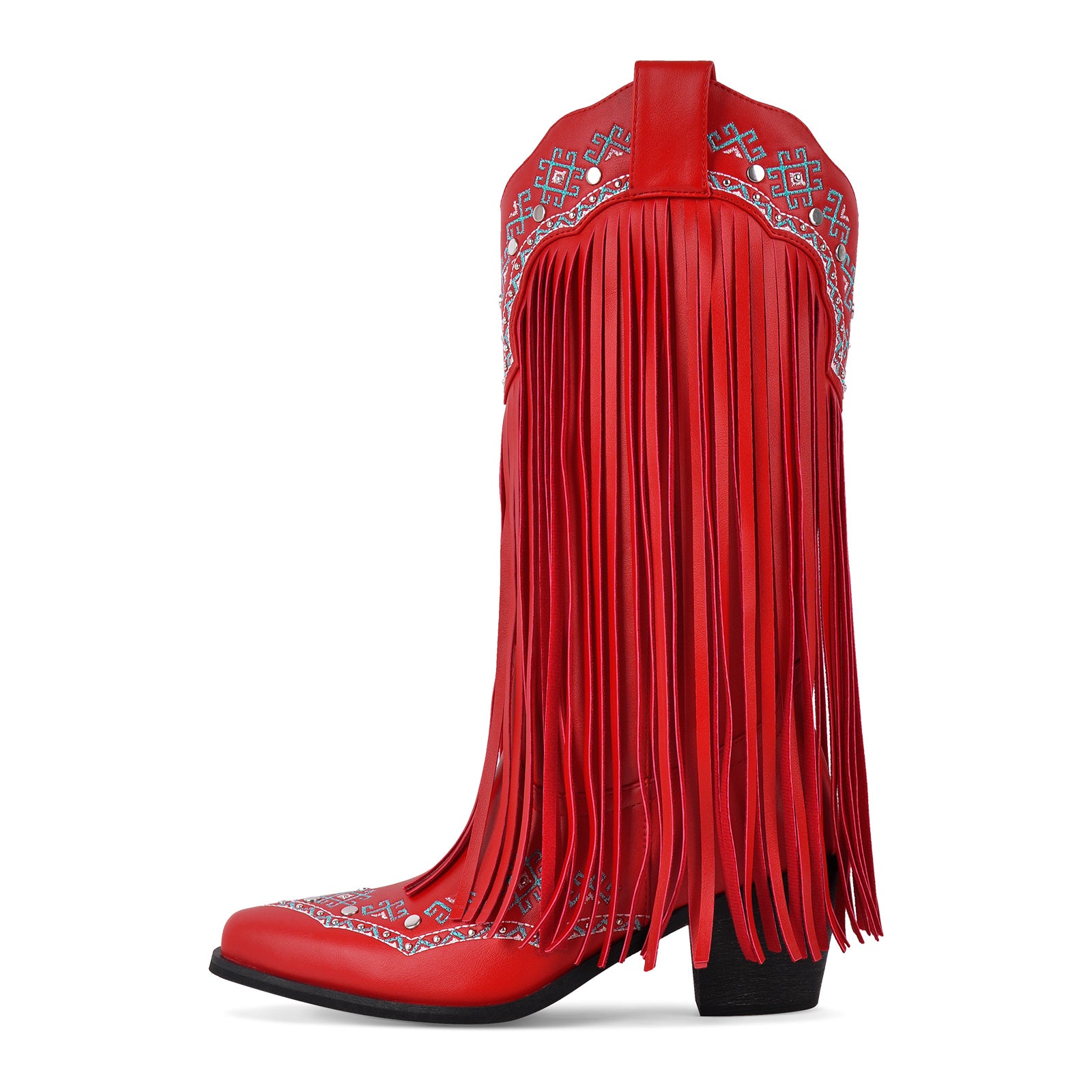 Embroidery Fringe Knee High Western Boots