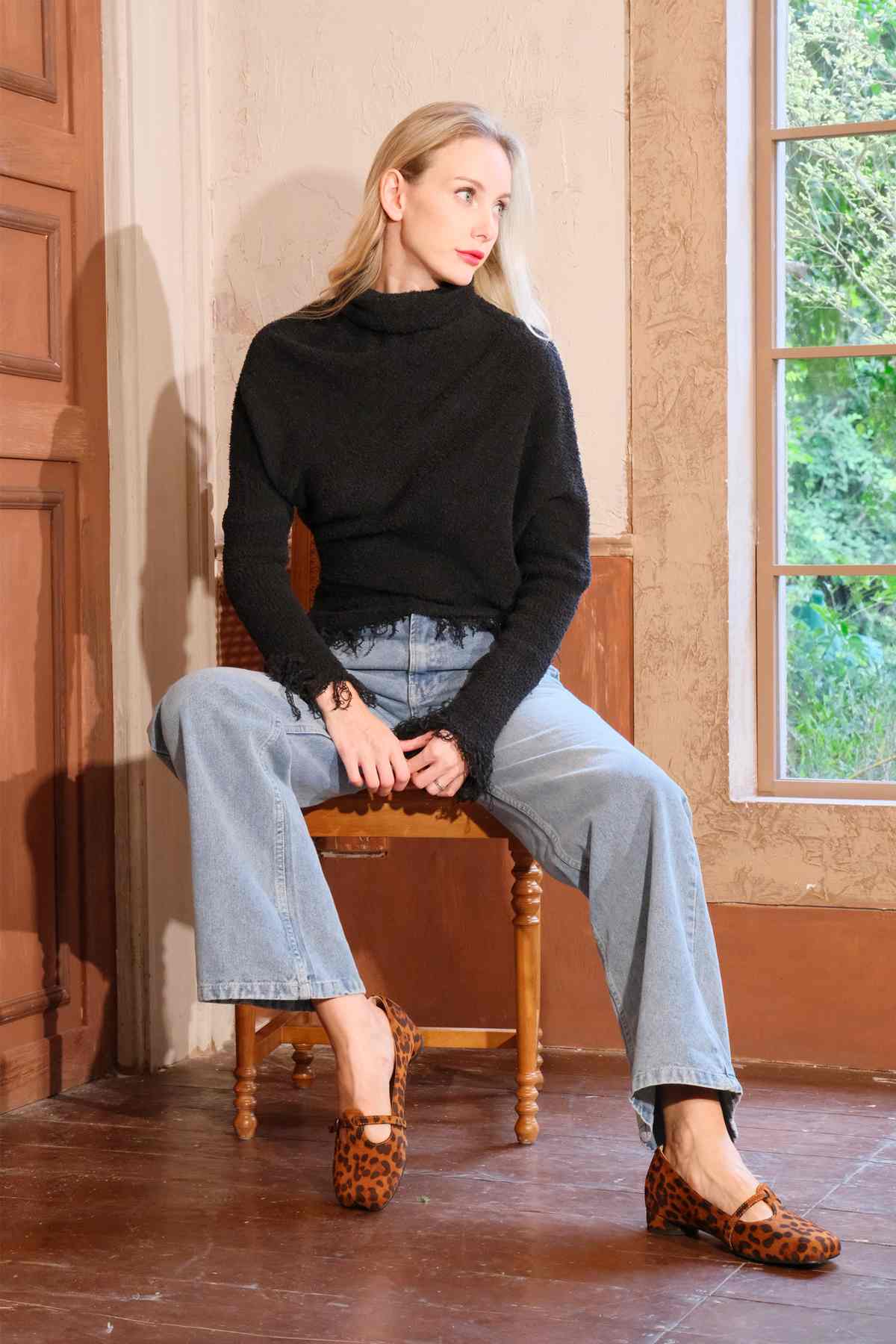 Square Toe Suede Slip-on Round Heel Flats