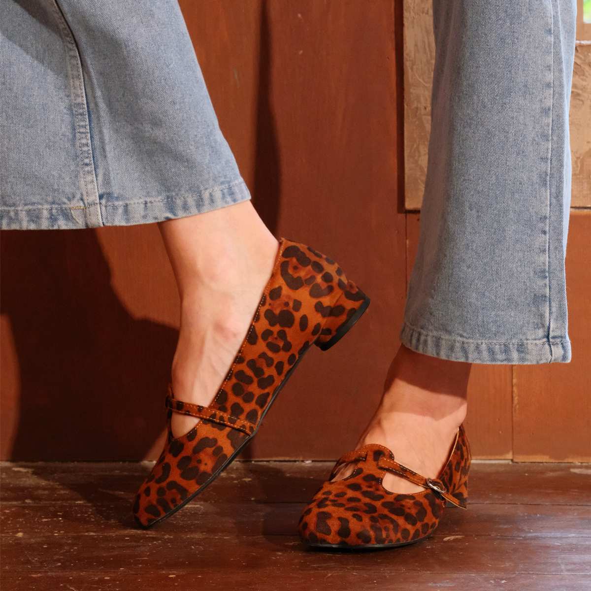 Square Toe Suede Slip-on Round Heel Flats