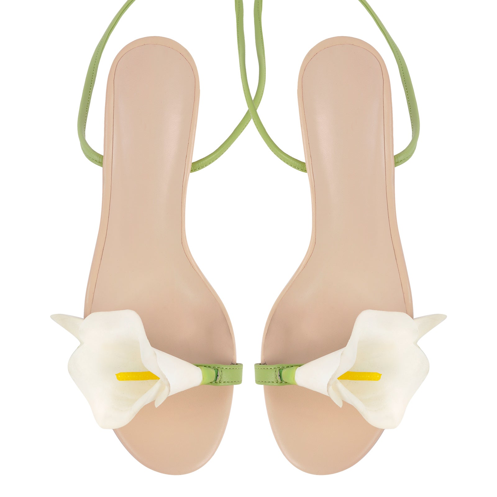 Round Toe Calla Lily Lace-up Stiletto Sandals