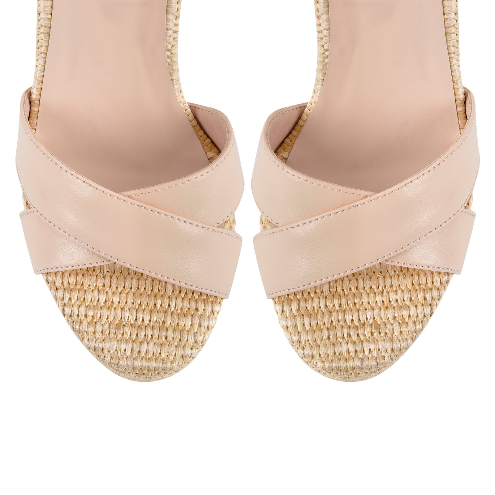 Straw Platform Ankle Strap Chunky Heel Sandals