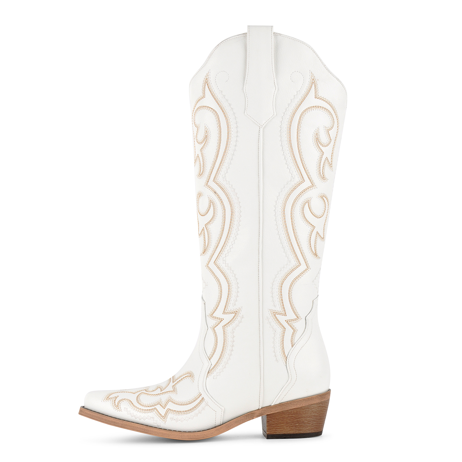Pointed Toe Embroidery Knee High Western Boots