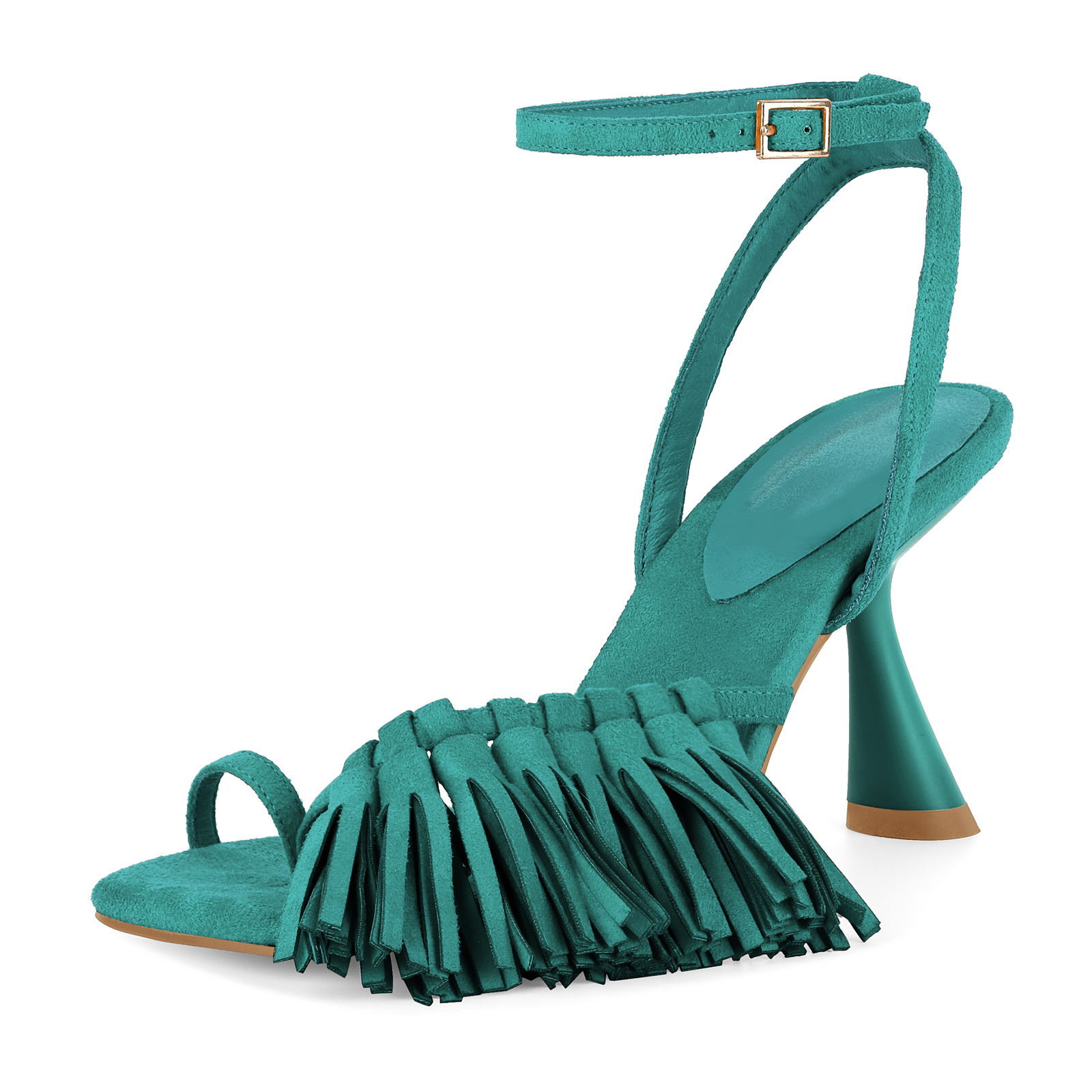 Square Toe Fringe Flip Flops Ankle Strap Sandals