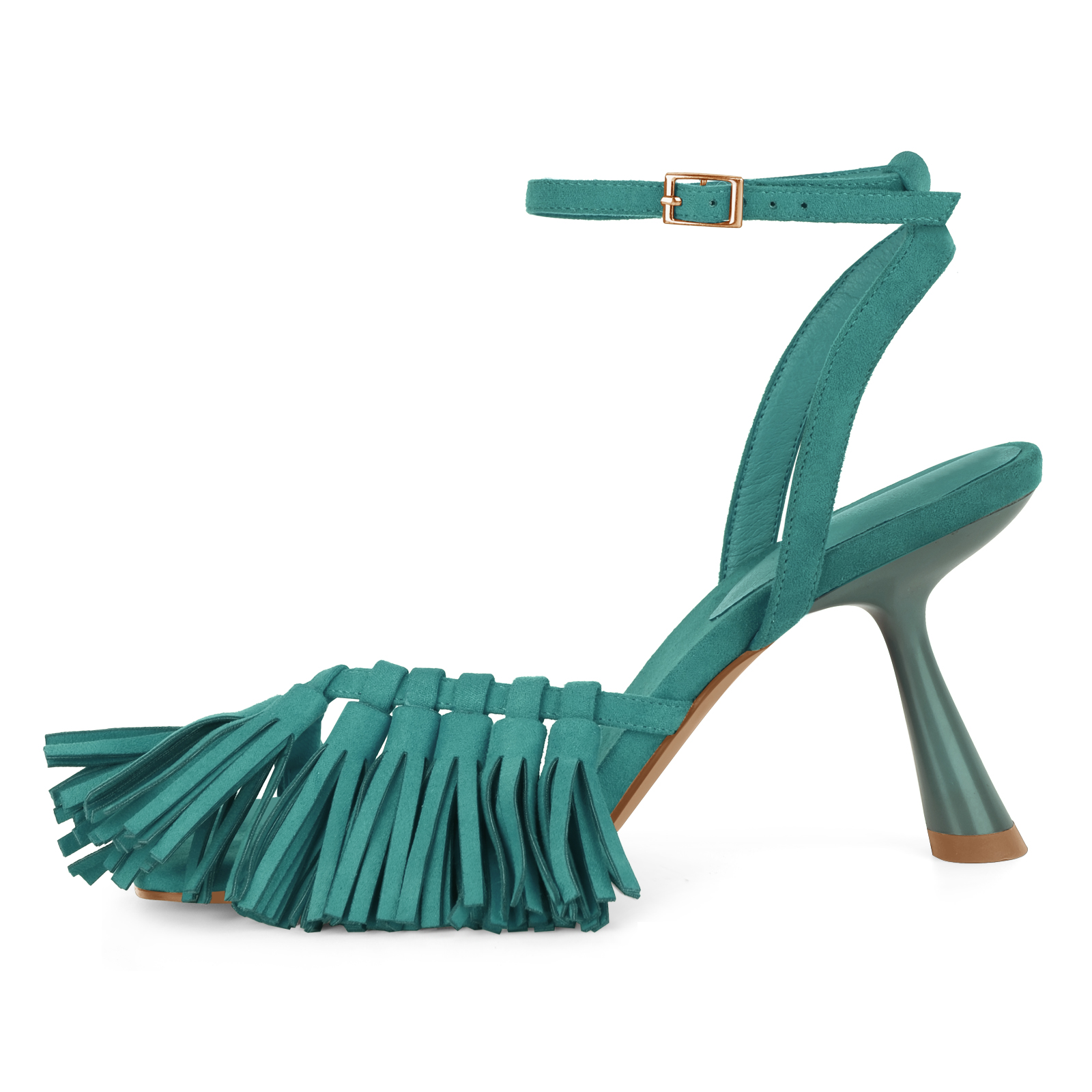 Square Toe Fringe Flip Flops Ankle Strap Sandals