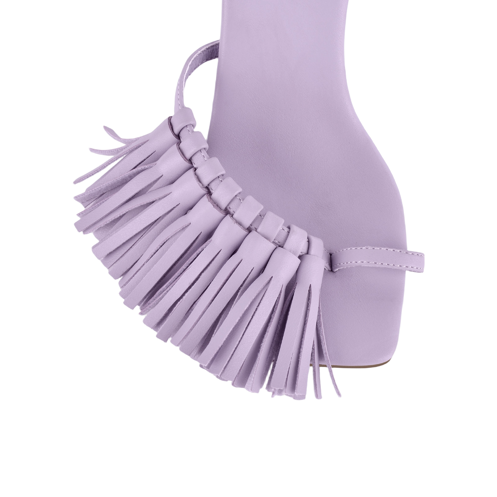 Square Toe Fringe Flip Flops Ankle Strap Sandals