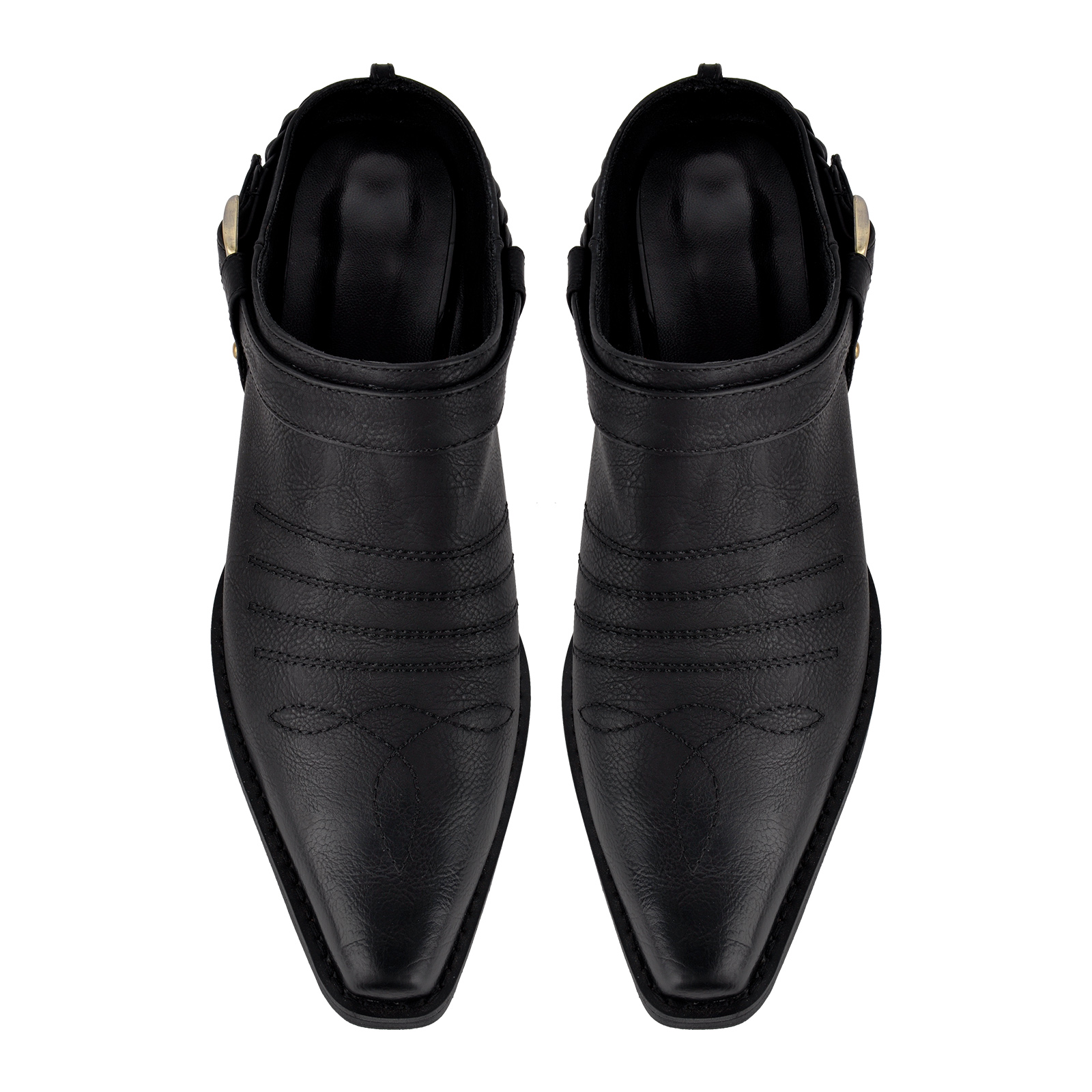 Studded Buckle Strap Western Mules