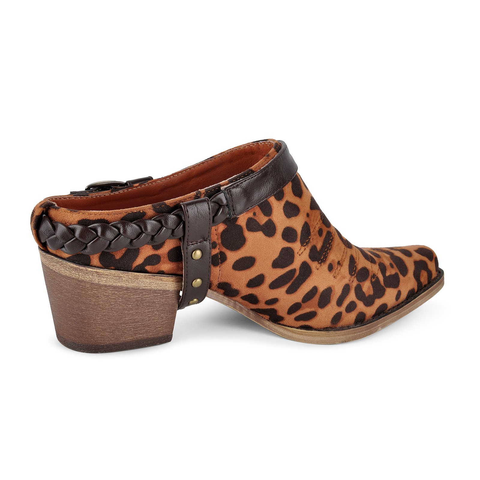 Studded Buckle Strap Western Mules