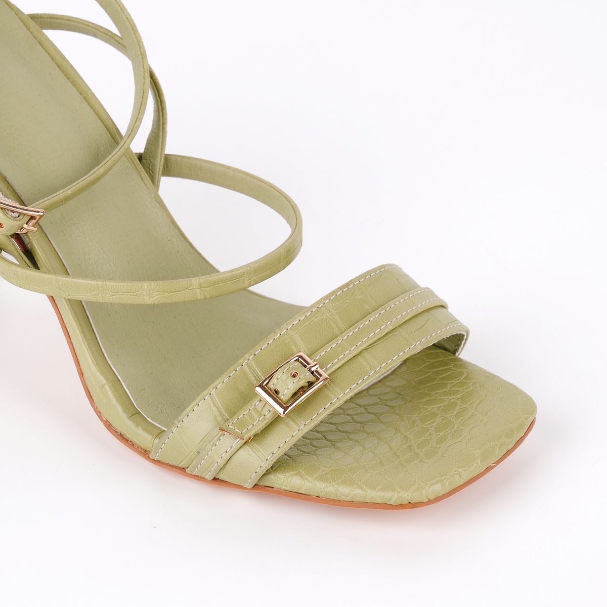 Square Toe Buckle Ankle Strap Sandals