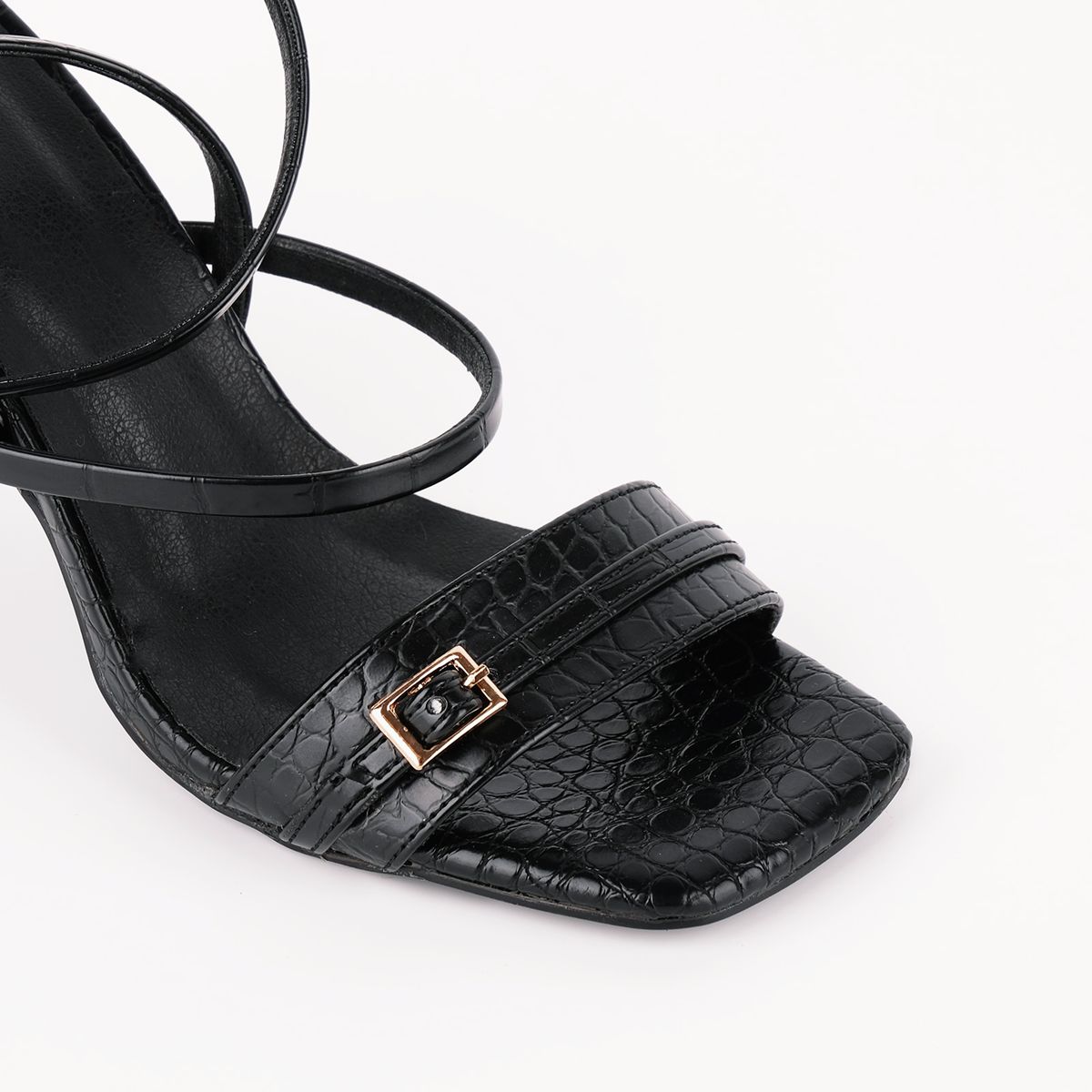 Square Toe Buckle Ankle Strap Sandals