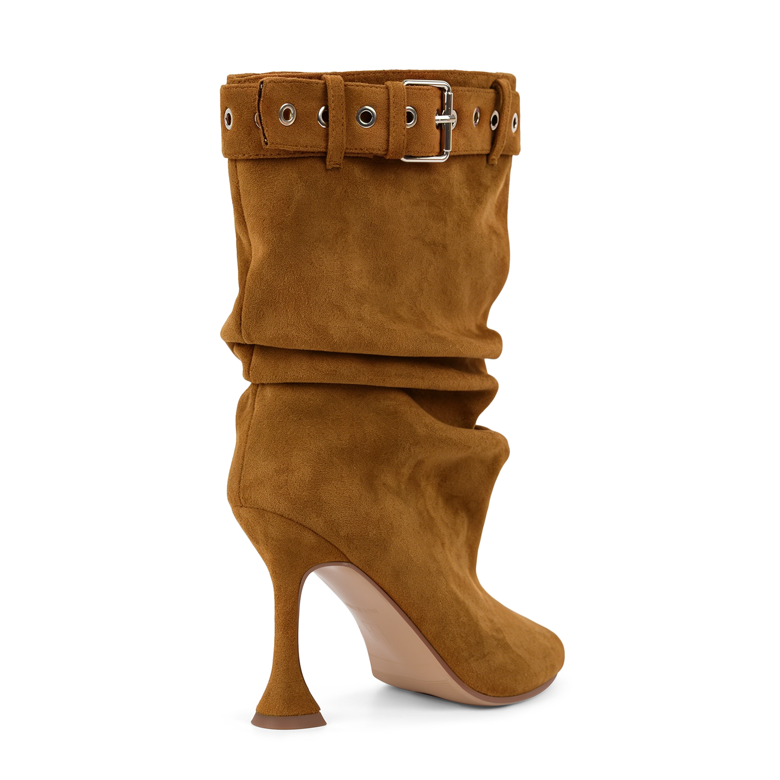 Open Toe Suede Pleated Buckle Strap Ankle Boots