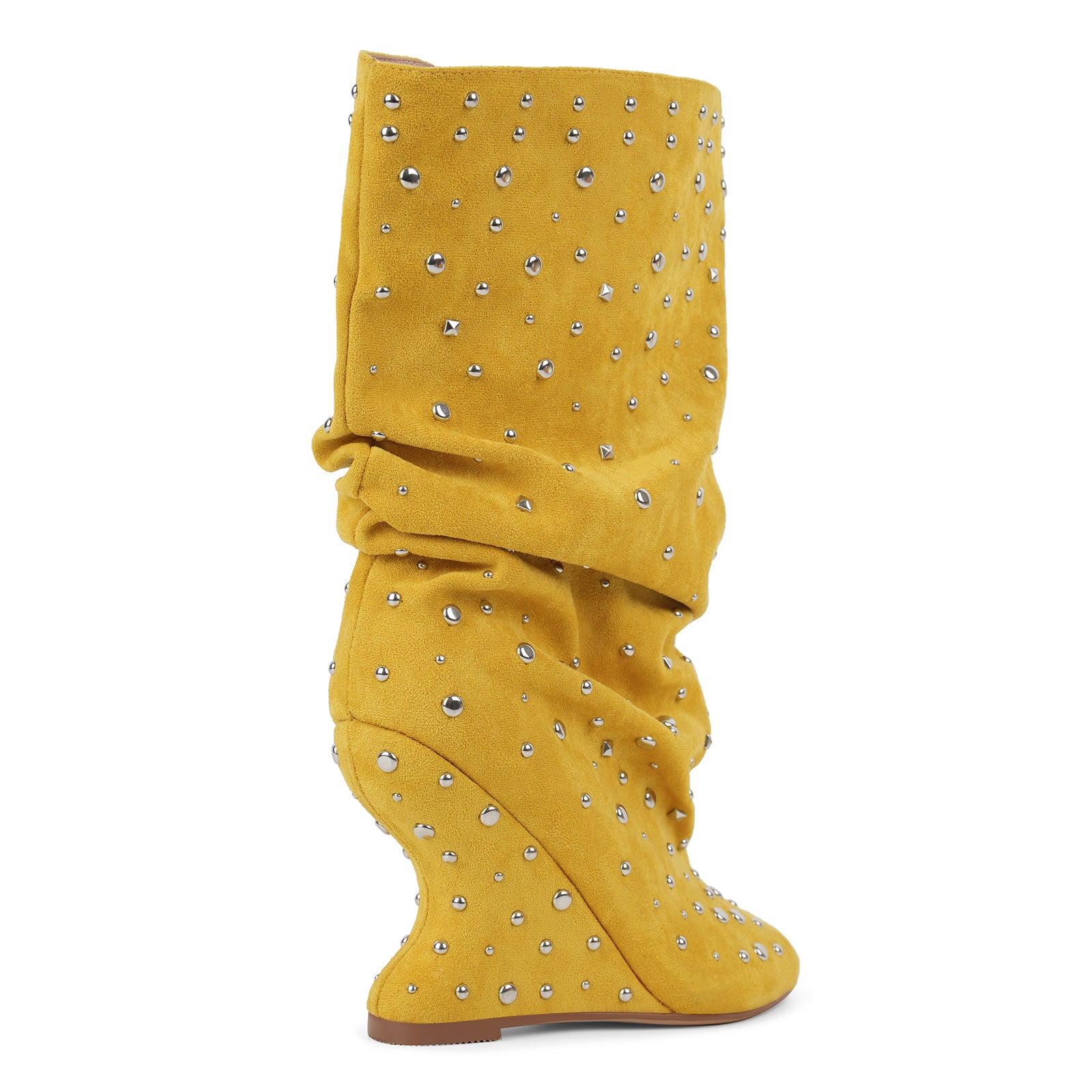 Studded Open Toe Suede Wedge Heel Ankle Boots