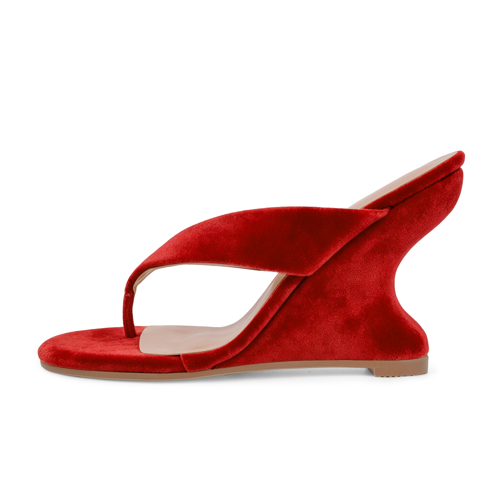 Suede Flip-Flop Wedge Heel Mule Sandals