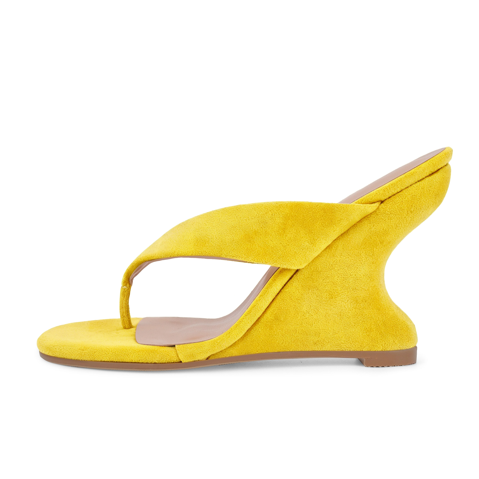 Suede Flip-Flop Wedge Heel Mule Sandals
