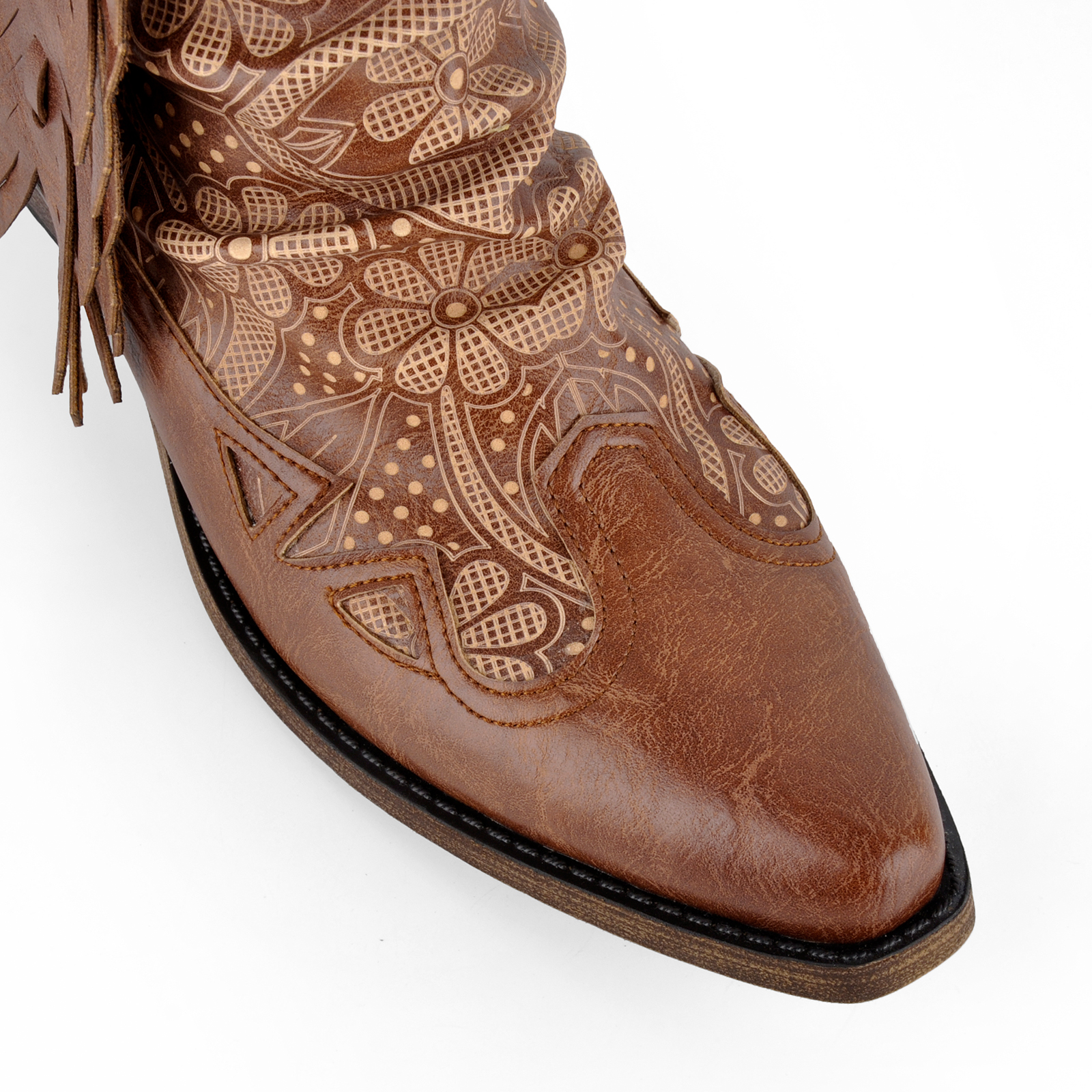 Pointed Toe Fringe Ankle Western Boots