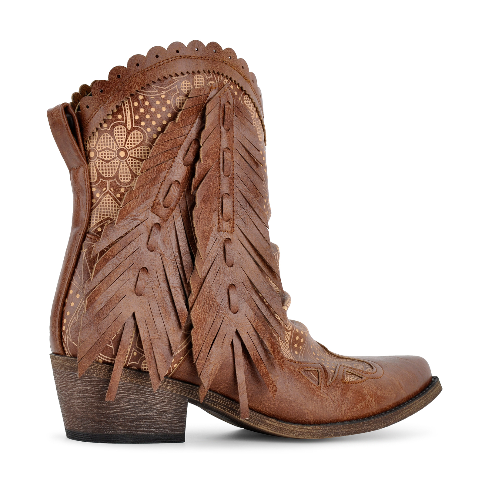 Pointed Toe Fringe Ankle Western Boots