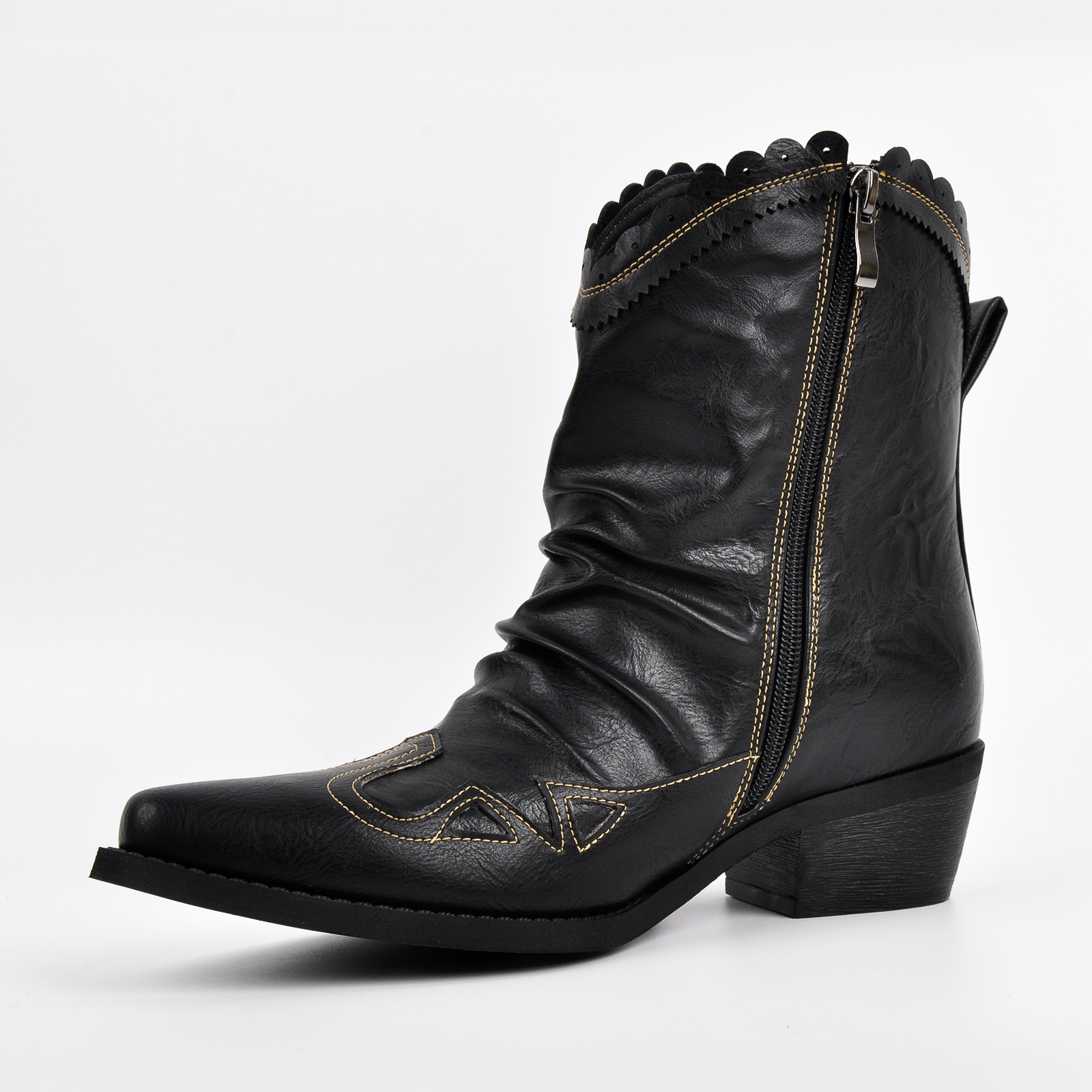 Pointed Toe Fringe Ankle Western Boots