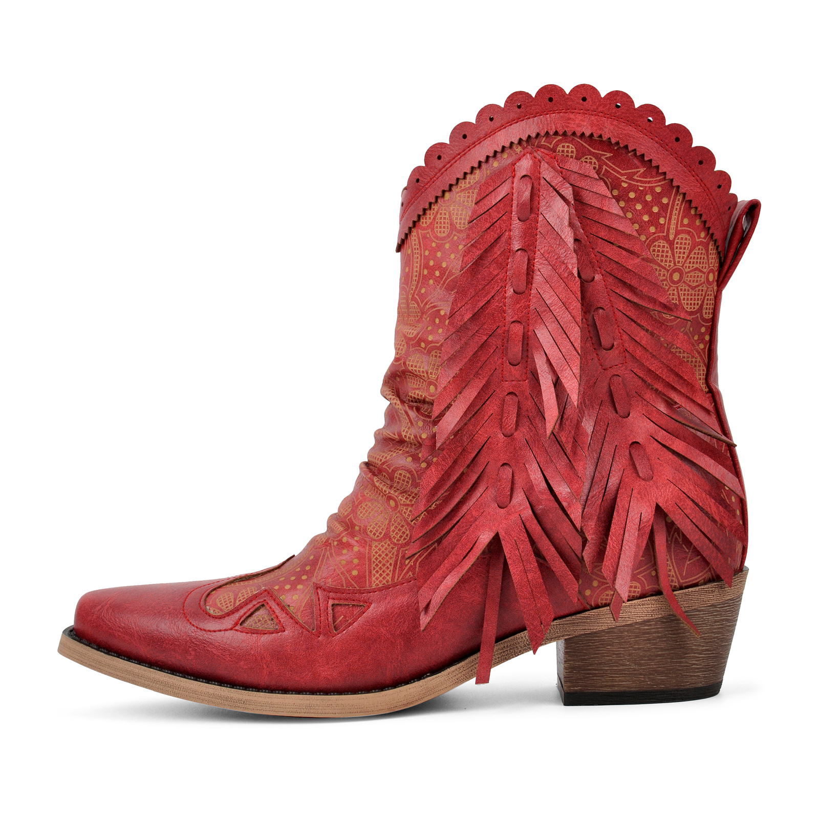 Pointed Toe Fringe Ankle Western Boots