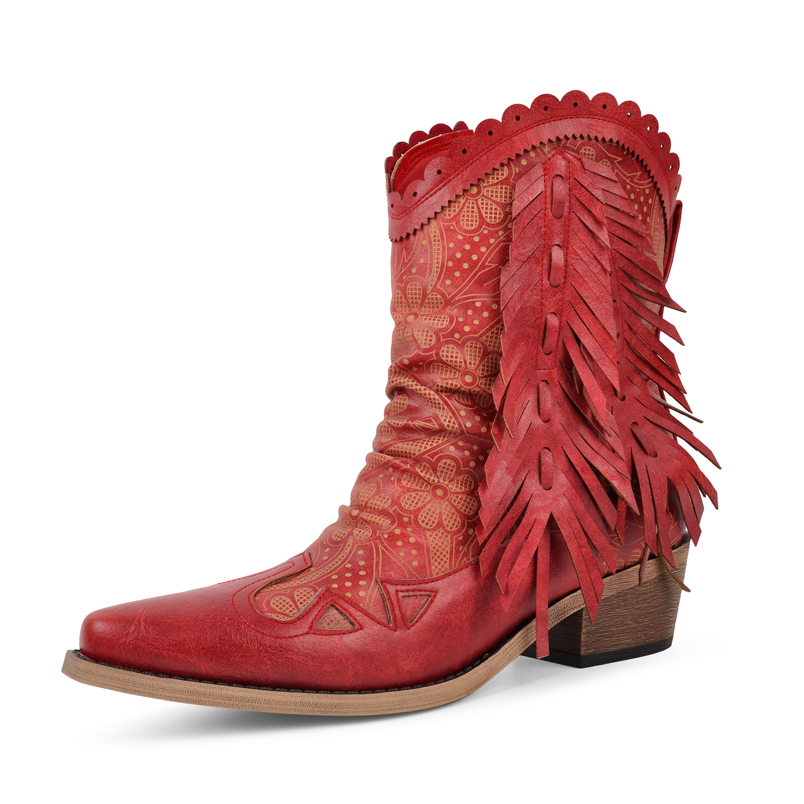 Pointed Toe Fringe Ankle Western Boots