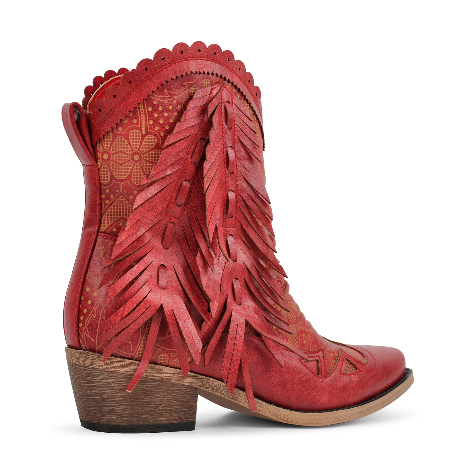 Pointed Toe Fringe Ankle Western Boots