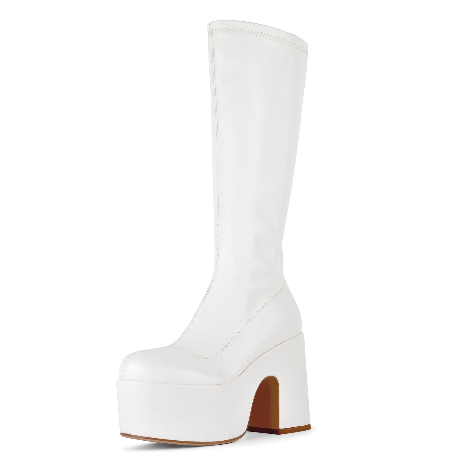 Round Toe Platform Knee High Chunky Boots