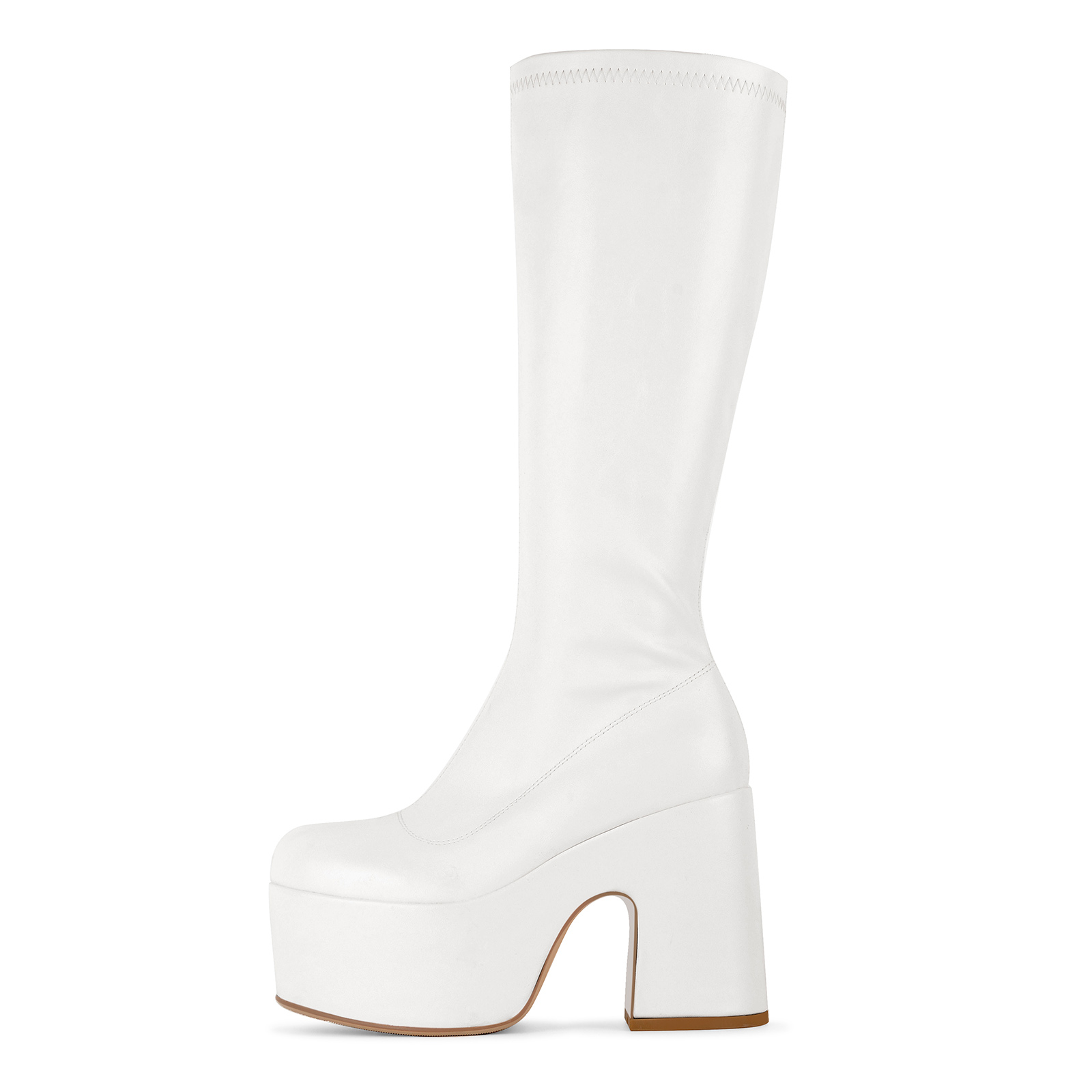 Round Toe Platform Knee High Chunky Boots