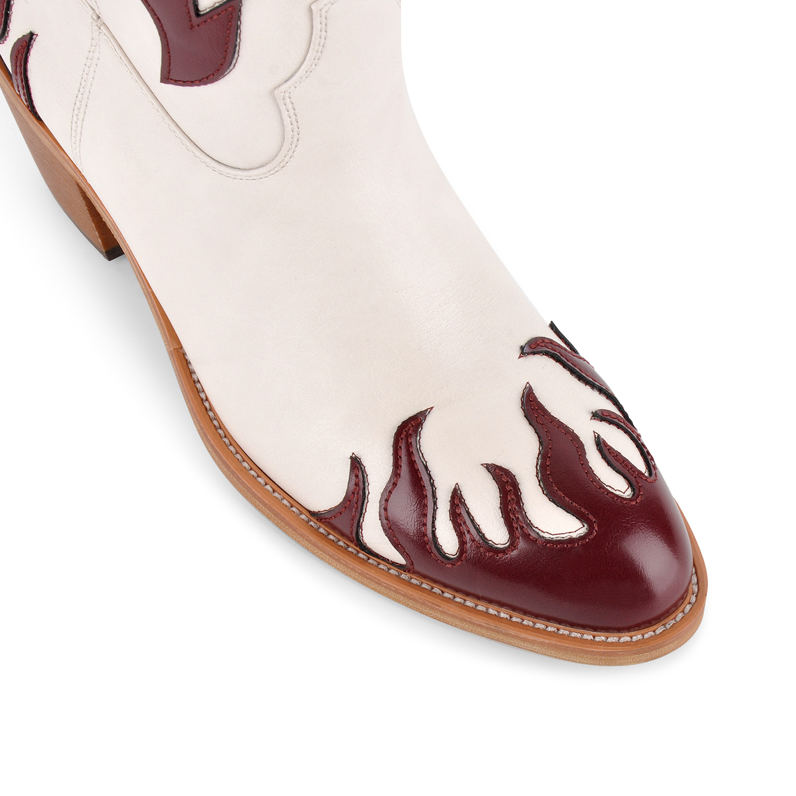 Round Toe Flame Thigh High Western Boots