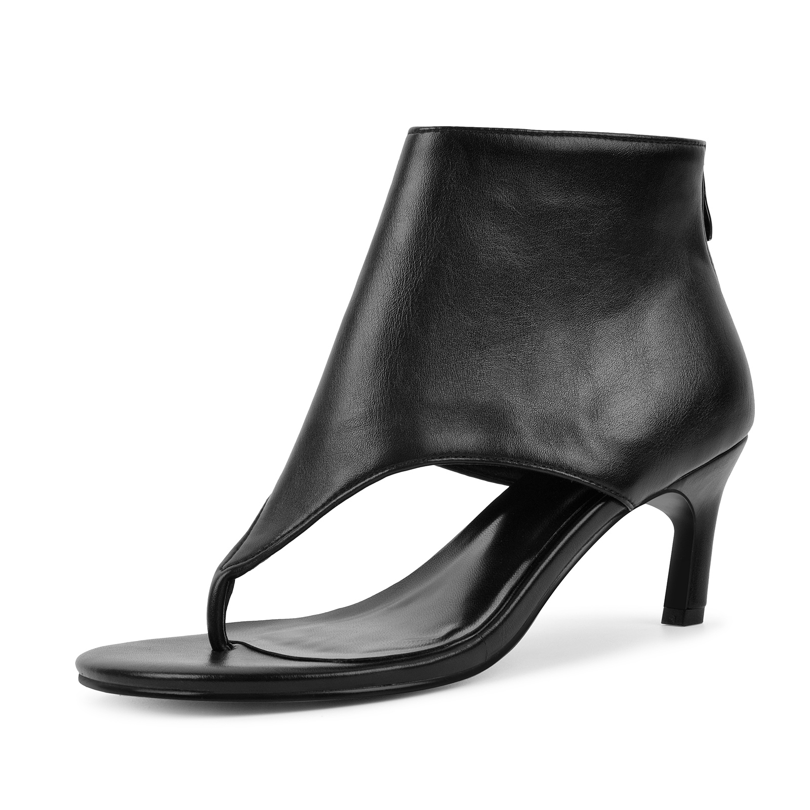 Round Toe Flip-Flop Back-Zip Bootie Sandals