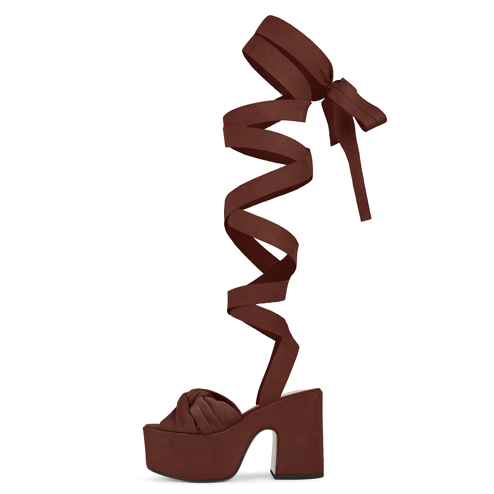 Suede Platform Strappy Lace-up Sandals