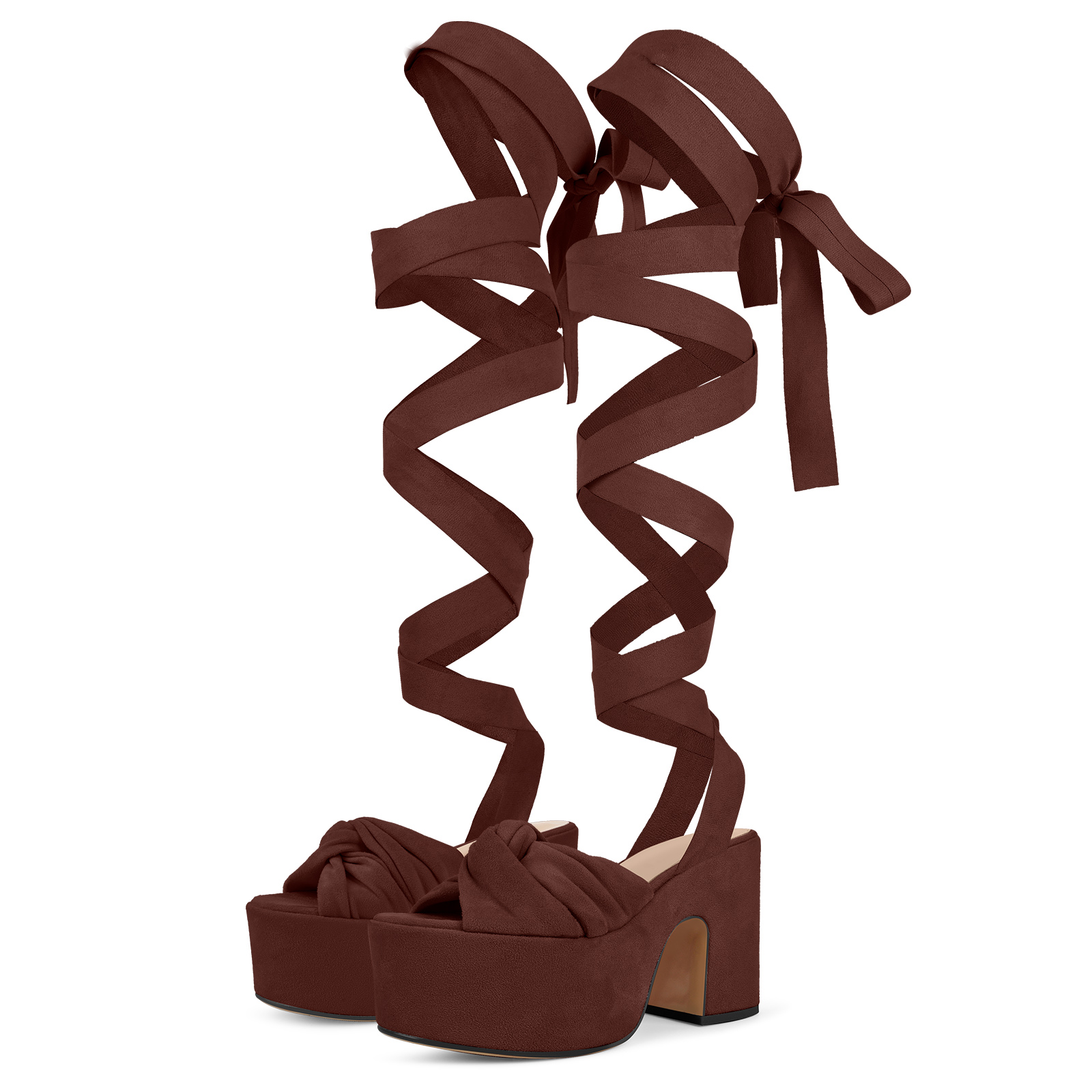 Suede Platform Strappy Lace-up Sandals
